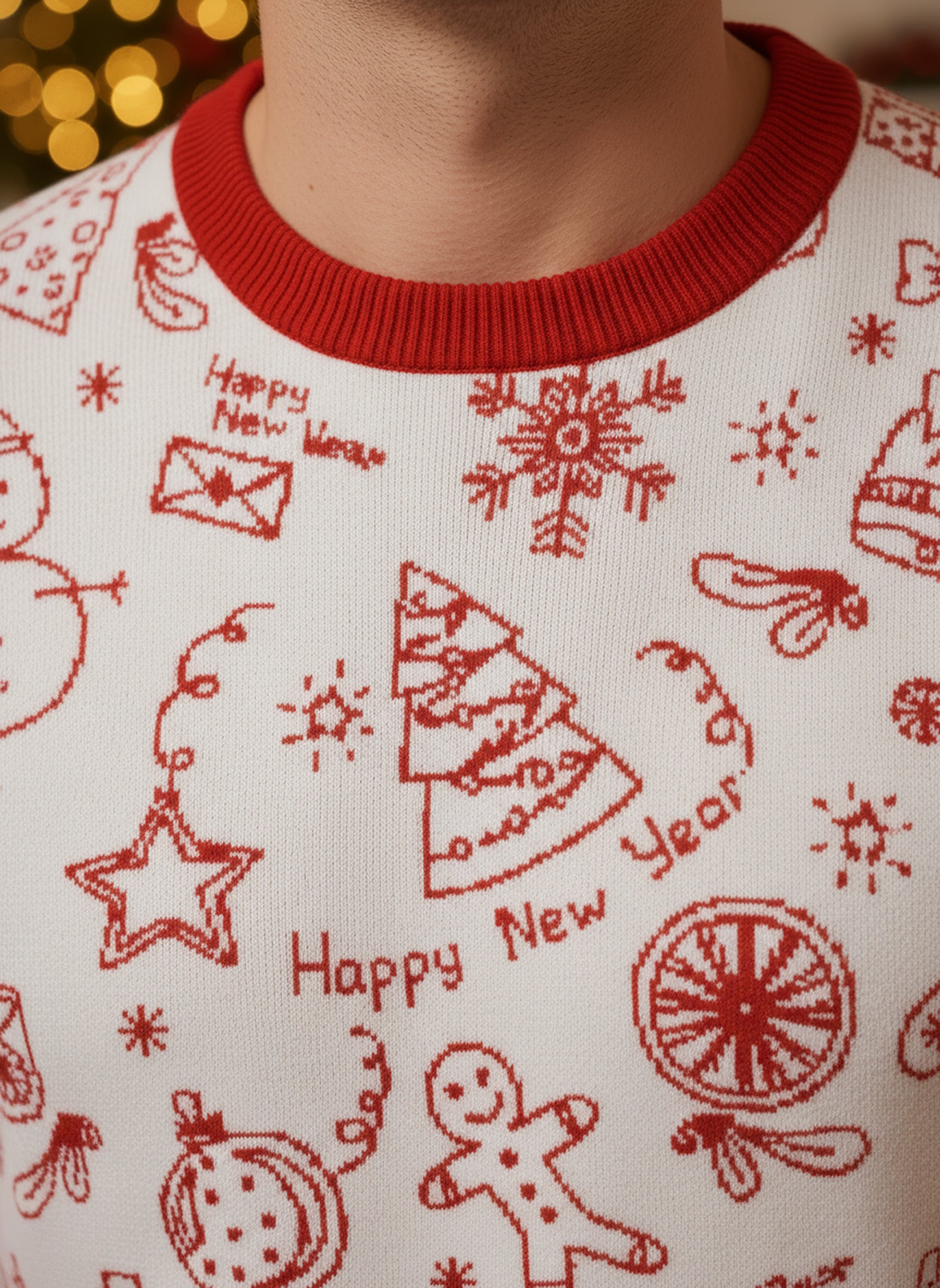 Line Art Christmas Sweater - Men's