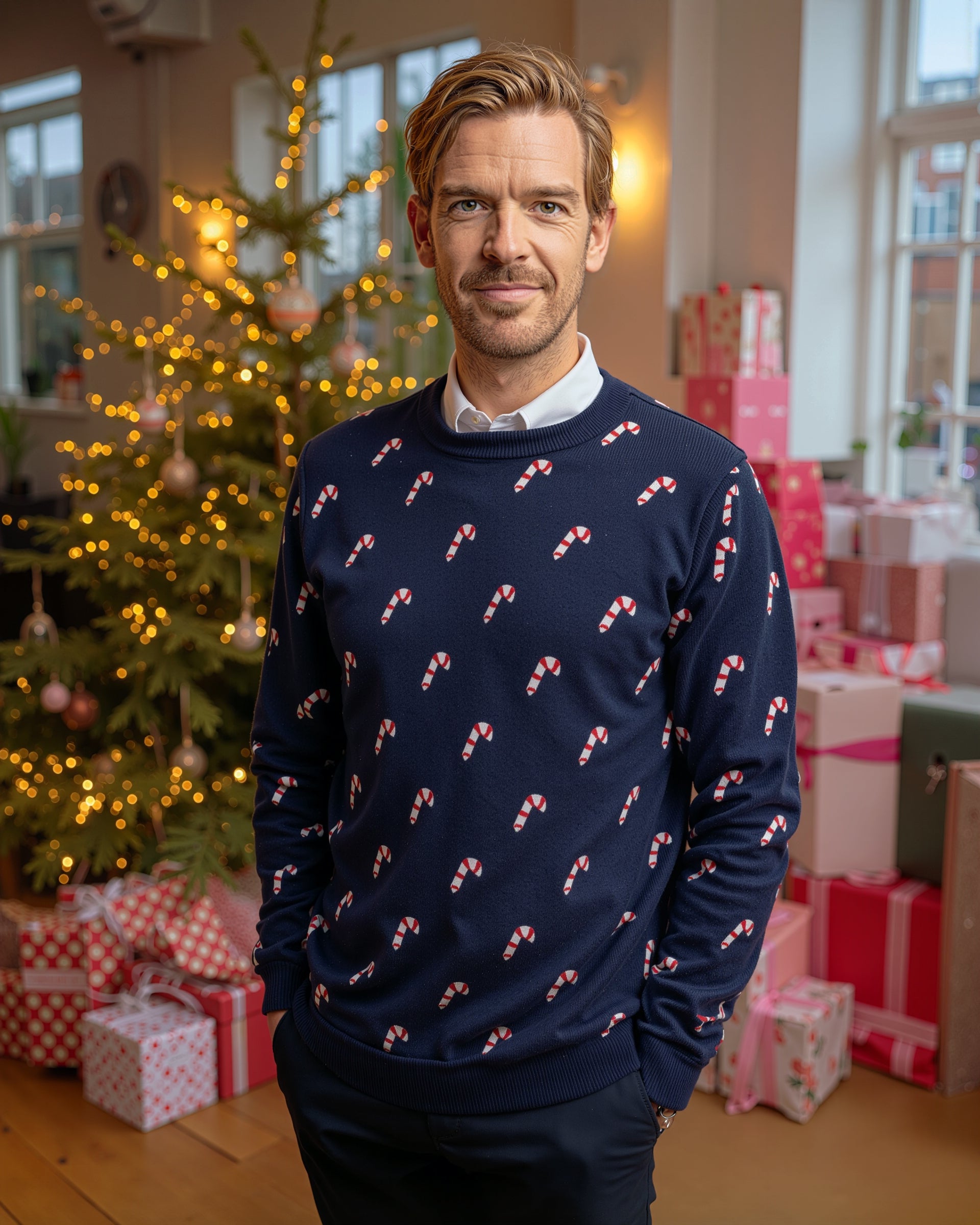 Allover Peppermint Christmas Sweater - Men's