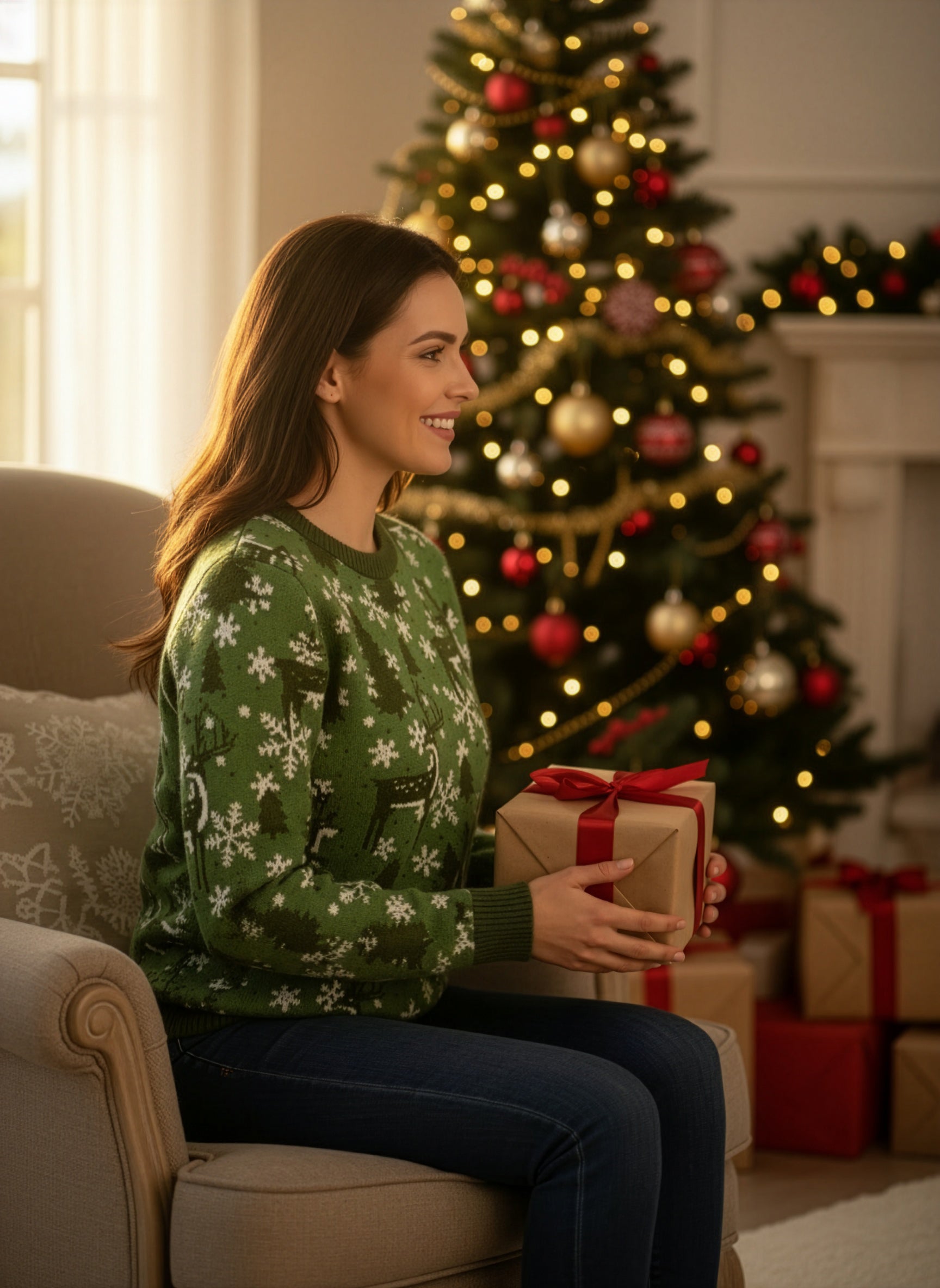 Reindeer Allover Christmas Sweater - Women's