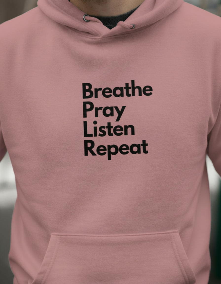 Sacred Rhythm Hoodie – Breathe. Pray. Listen. Repeat - Men's