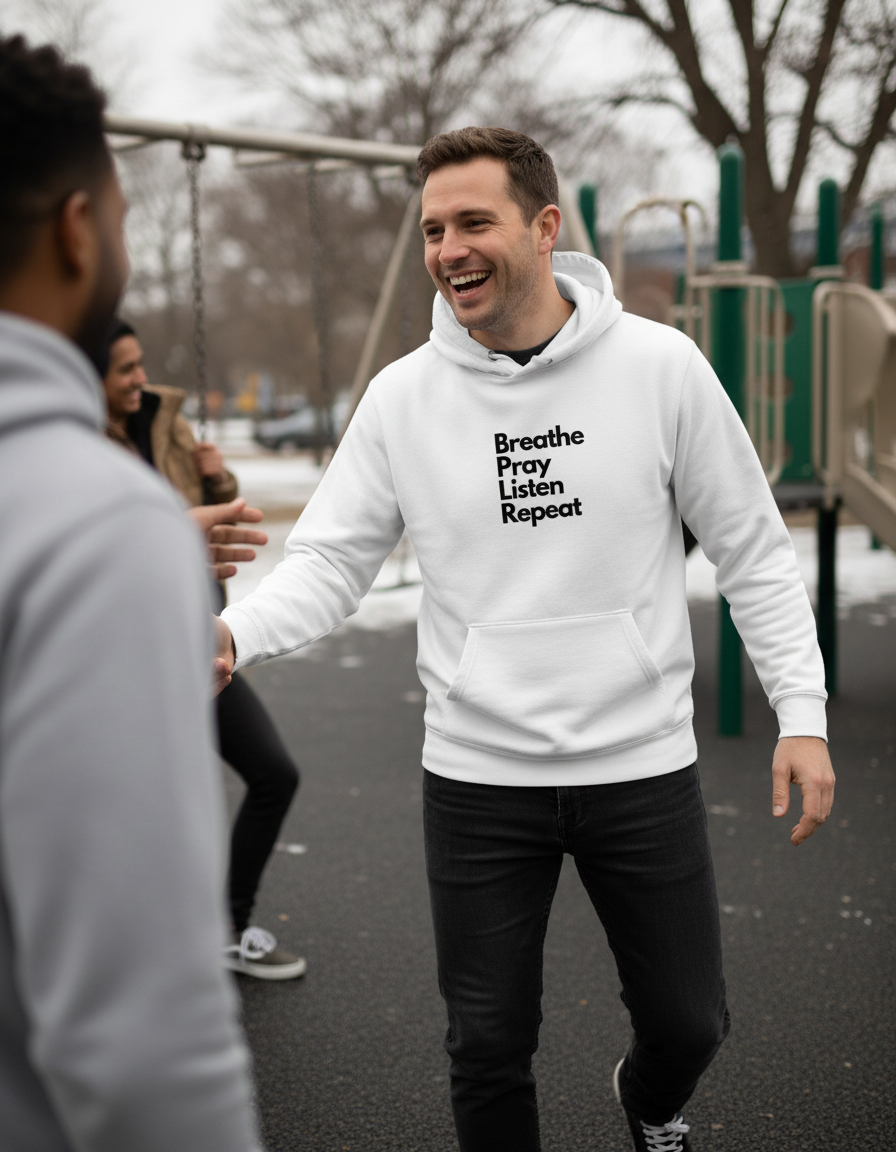 Sacred Rhythm Hoodie – Breathe. Pray. Listen. Repeat - Men's