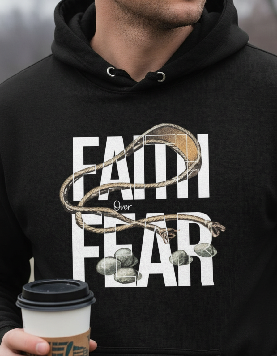 Faith Over Fear Hoodie – David’s Sling Edition - Men's