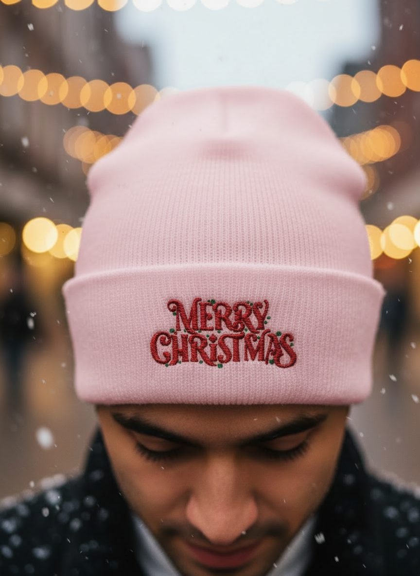 Merry Christmas Minimal Holiday Beanie - Men's