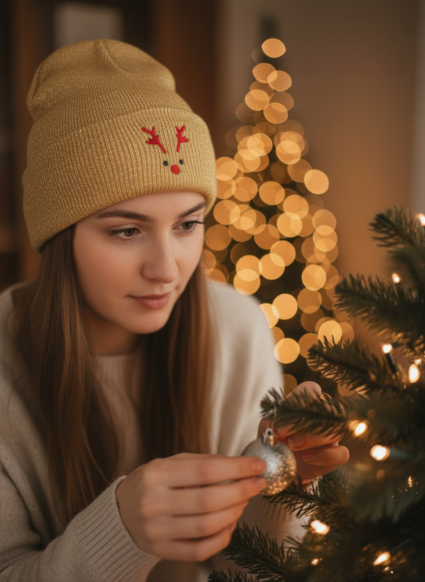 Rudolph Red-Nosed Reindeer Christmas Beanie - Women's