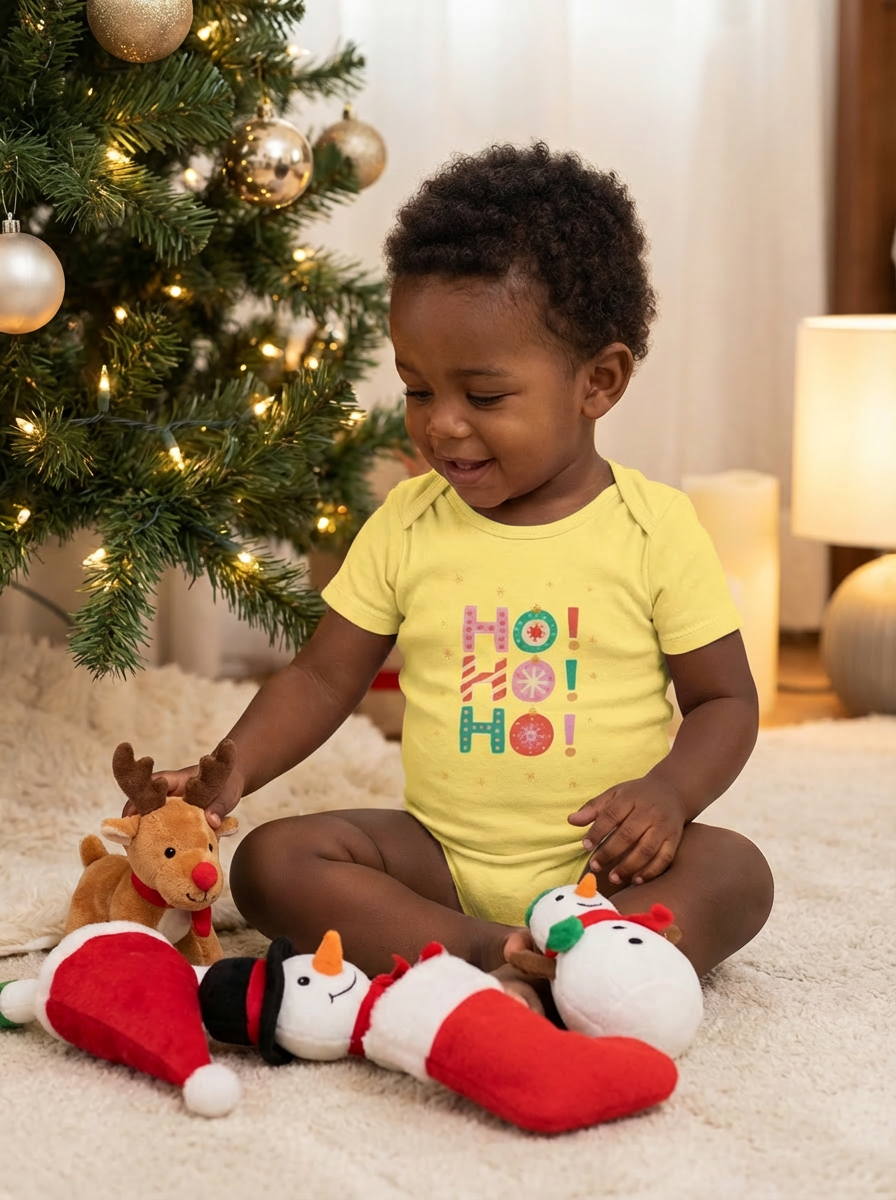 Ho Ho Ho Baby Christmas One Piece | Holiday Short Sleeve Bodysuit