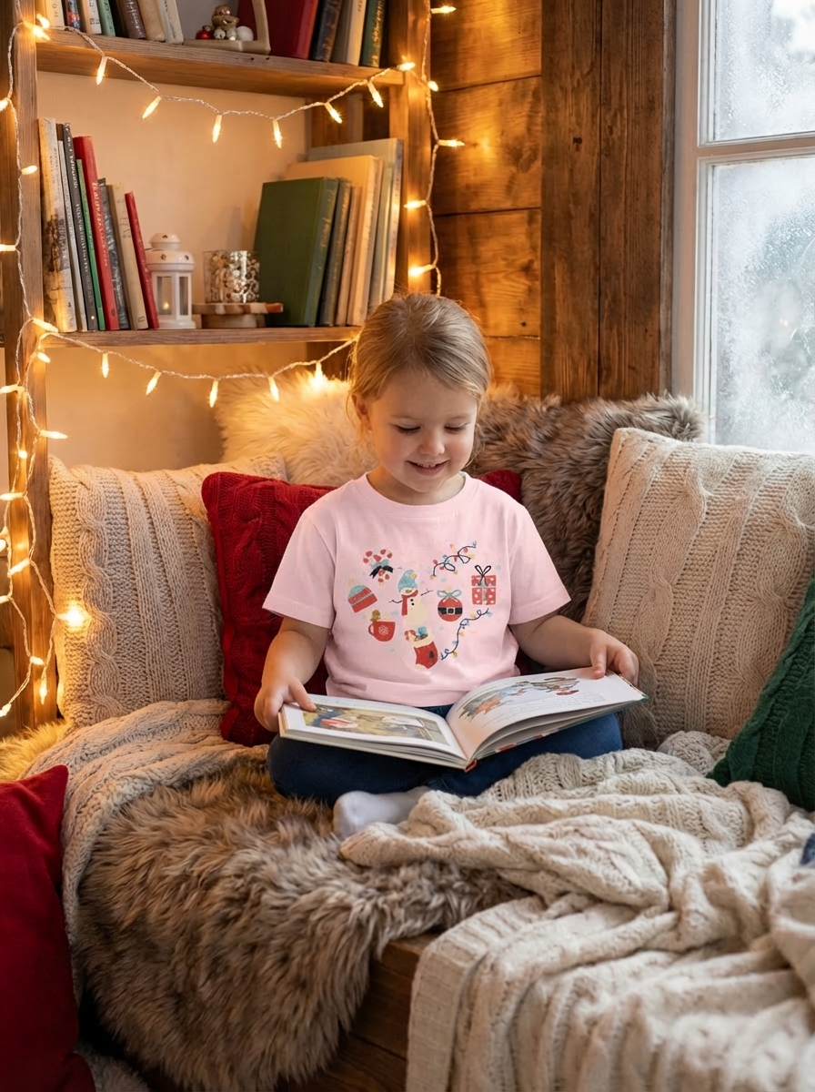 Christmas Heart Toddler Short Sleeve Tee | Festive Holiday Kids Shirt