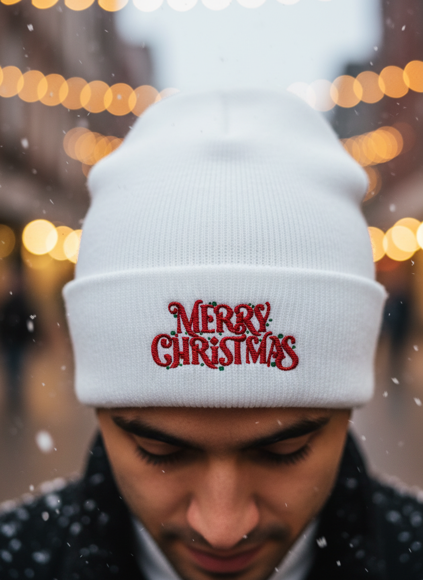 Merry Christmas Minimal Holiday Beanie - Men's