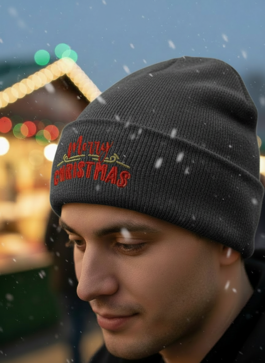 Merry Christmas Cuffed Beanie - Men's