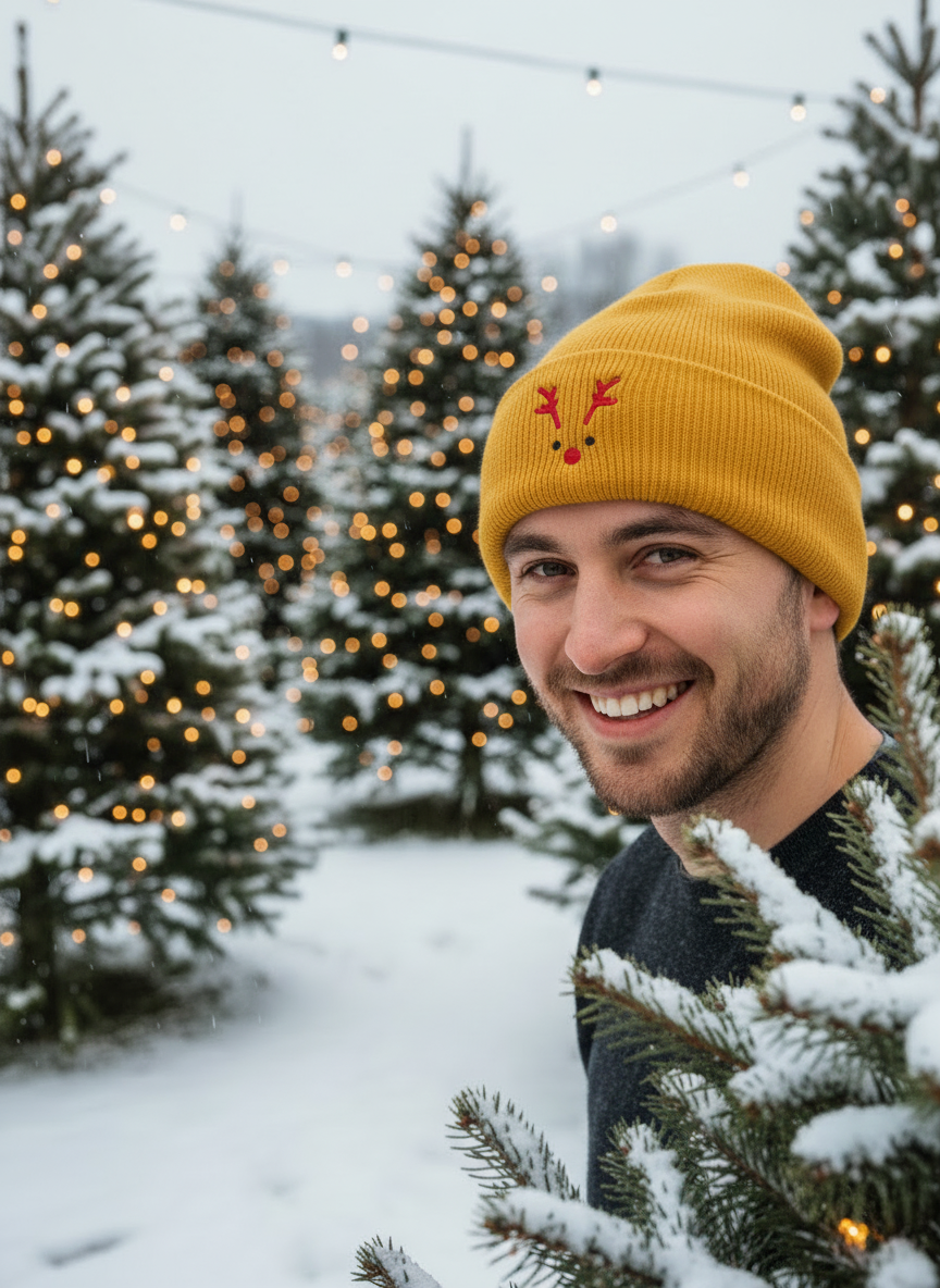 Rudolph Red-Nosed Reindeer Christmas Beanie - Men's