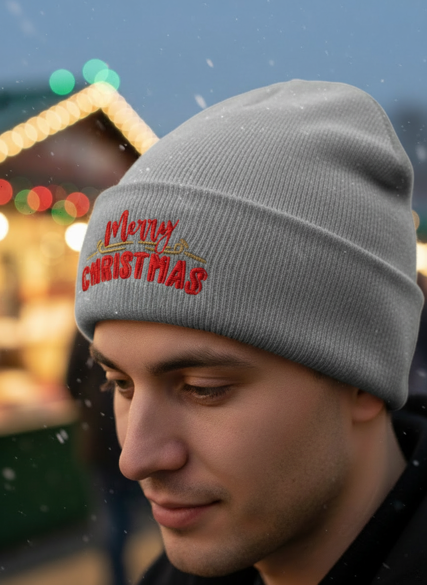 Merry Christmas Cuffed Beanie - Men's