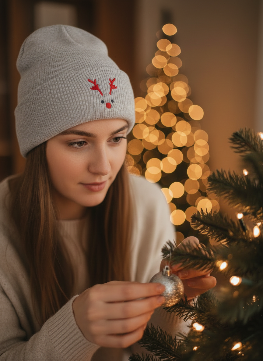 Rudolph Red-Nosed Reindeer Christmas Beanie - Women's