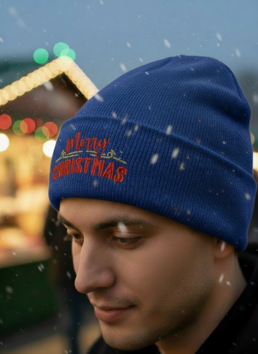 Merry Christmas Cuffed Beanie - Men's