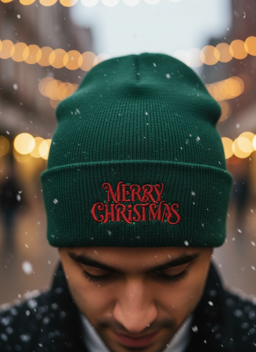 Merry Christmas Minimal Holiday Beanie - Men's