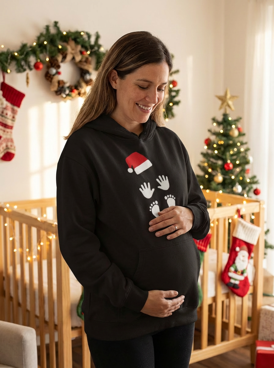 Expecting Mother Christmas Oversized Heavyweight Hoodie
