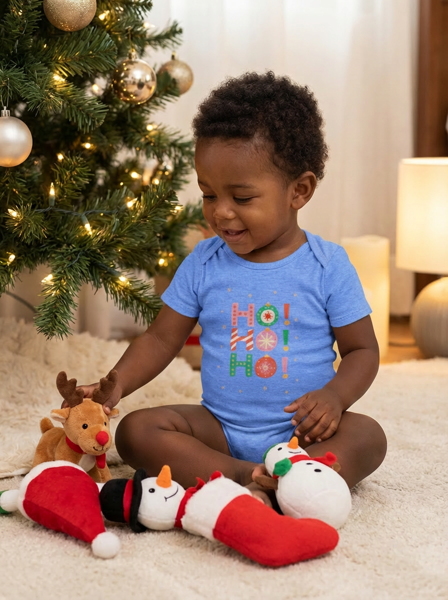 Ho Ho Ho Baby Christmas One Piece | Holiday Short Sleeve Bodysuit