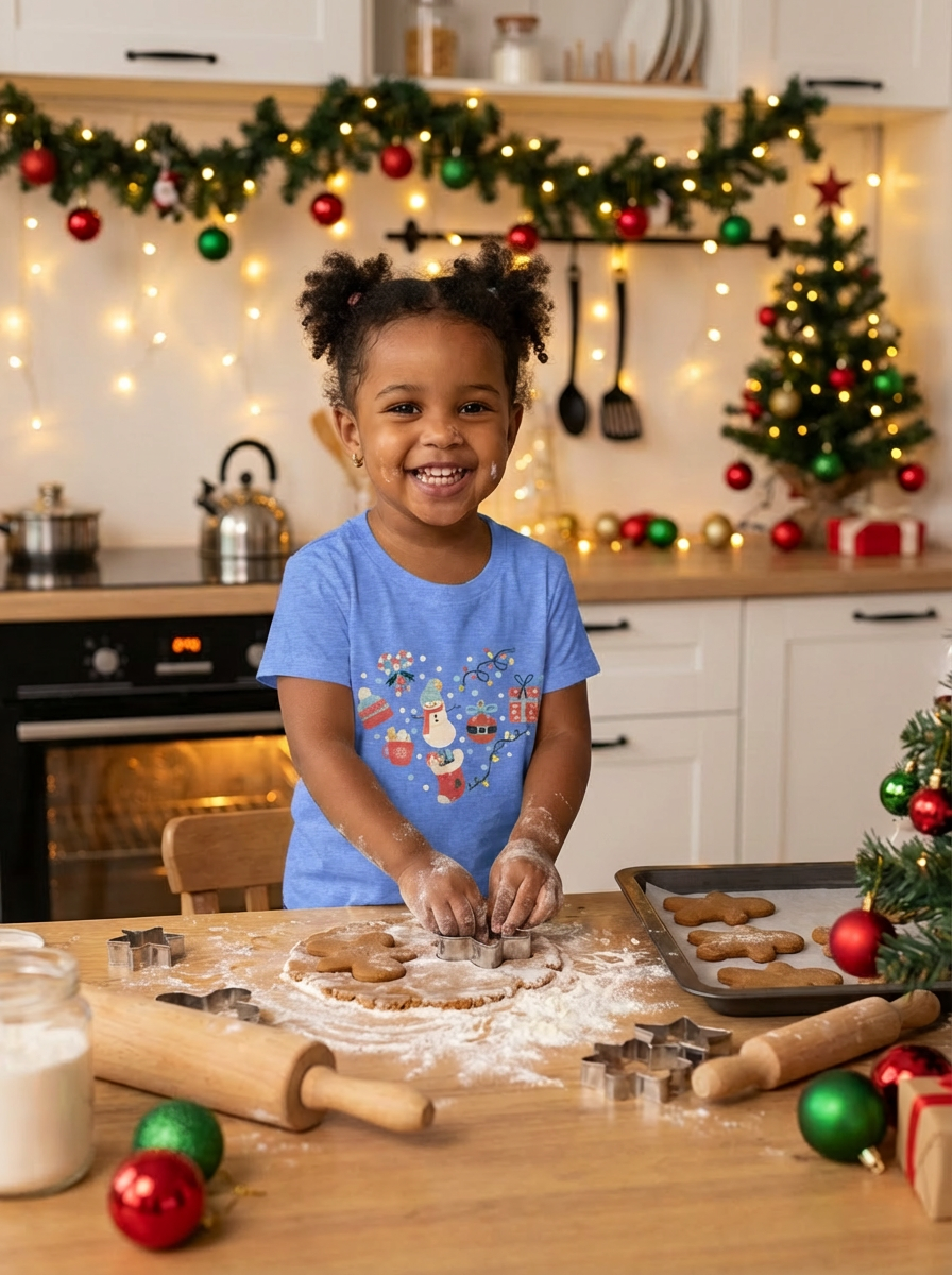 Christmas Heart Toddler Short Sleeve Tee | Festive Holiday Kids Shirt