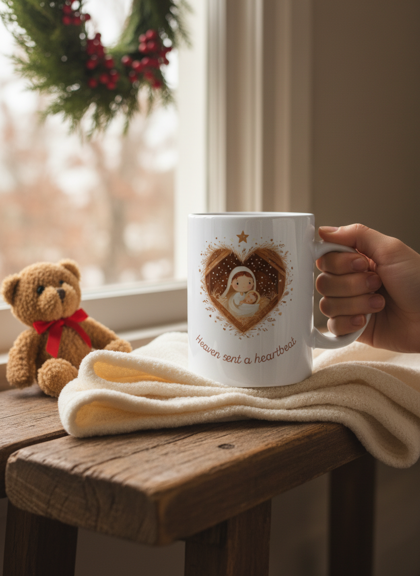 Heaven Sent a Heartbeat Christmas Mug