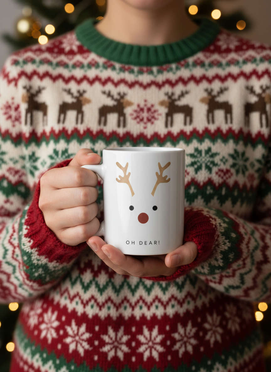 Oh Deer Reindeer Christmas Mug