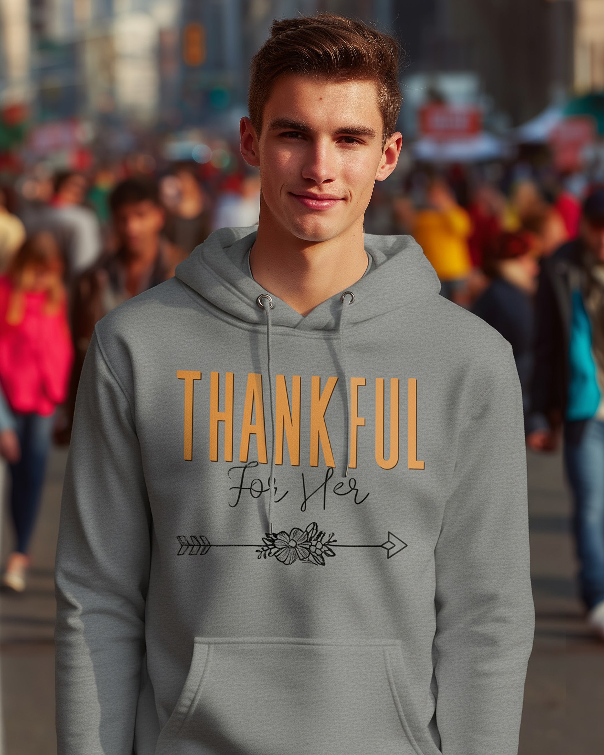Thankful for Her Hoodie (Him & Her Collection) - Men's