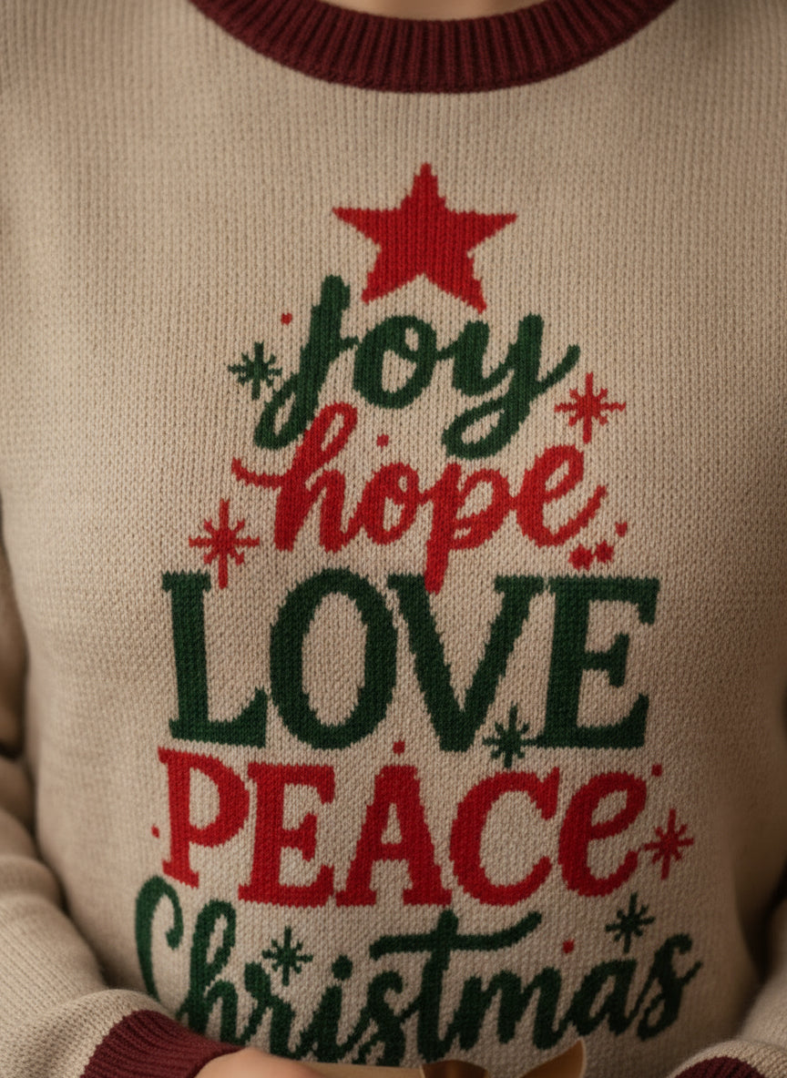 Joy Hope Peace Love Christmas Sweater - Women's