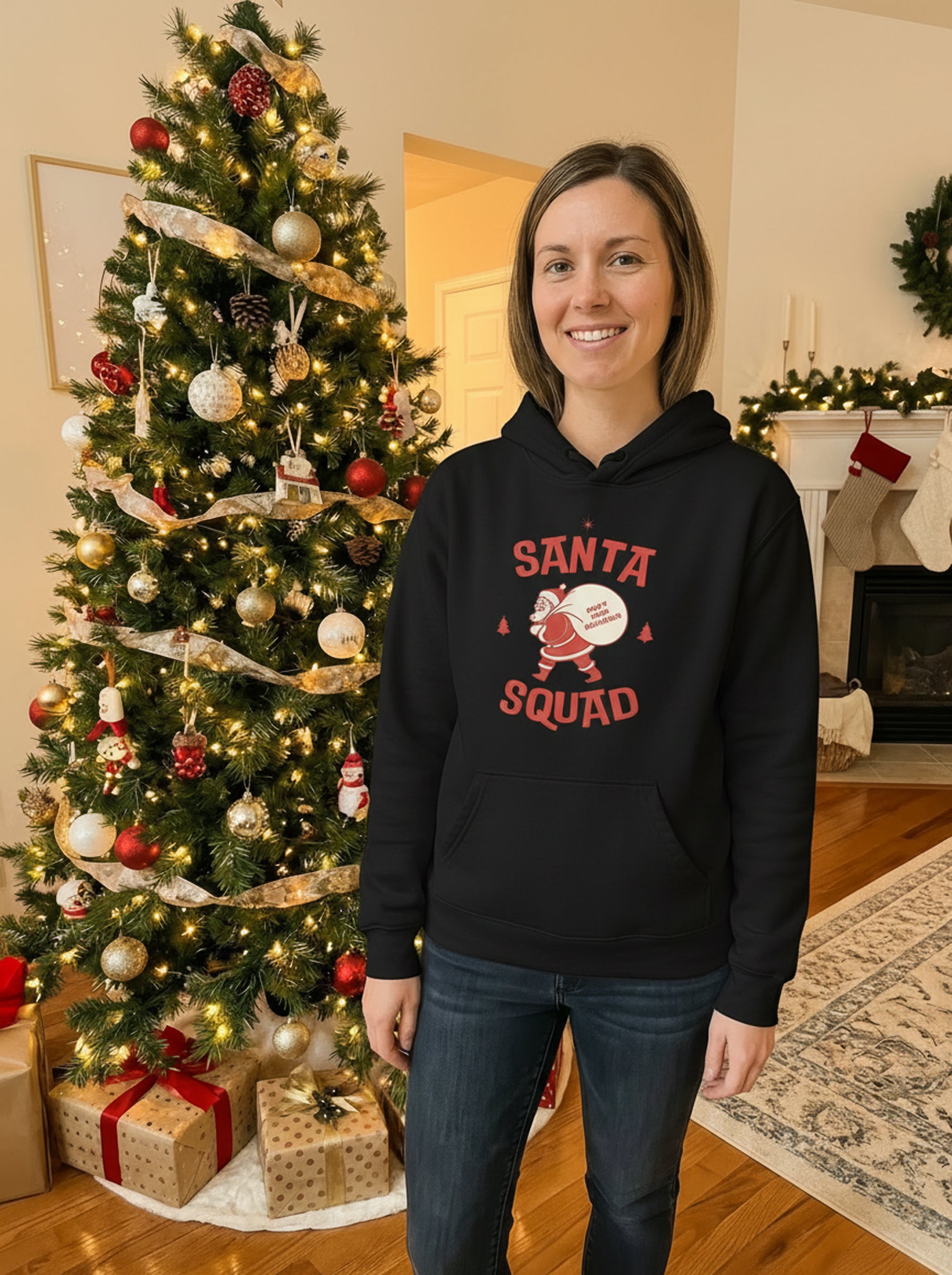 Santa Squad Christmas Hoodie - Women's