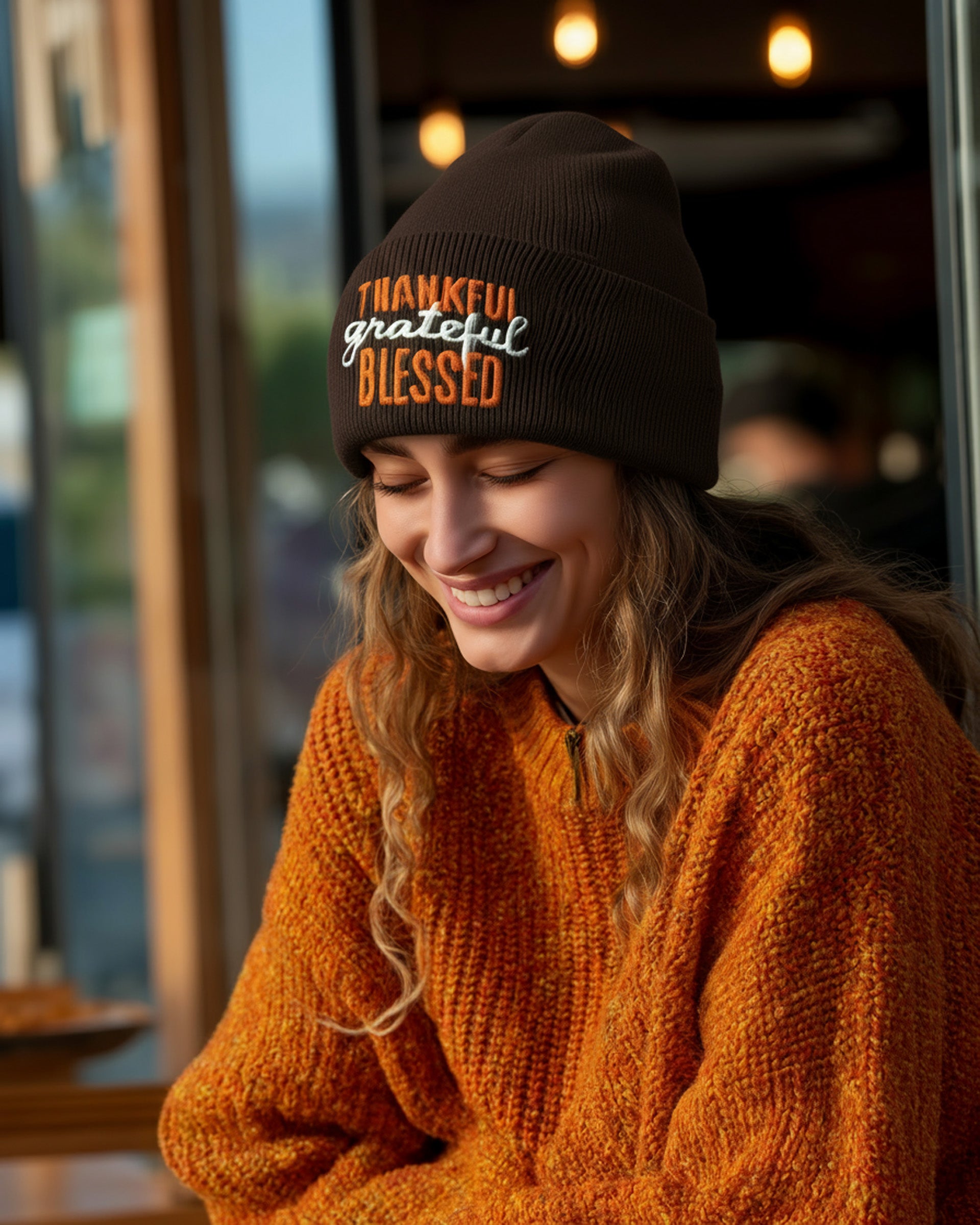 Thankful Grateful Blessed Beanie - Women's