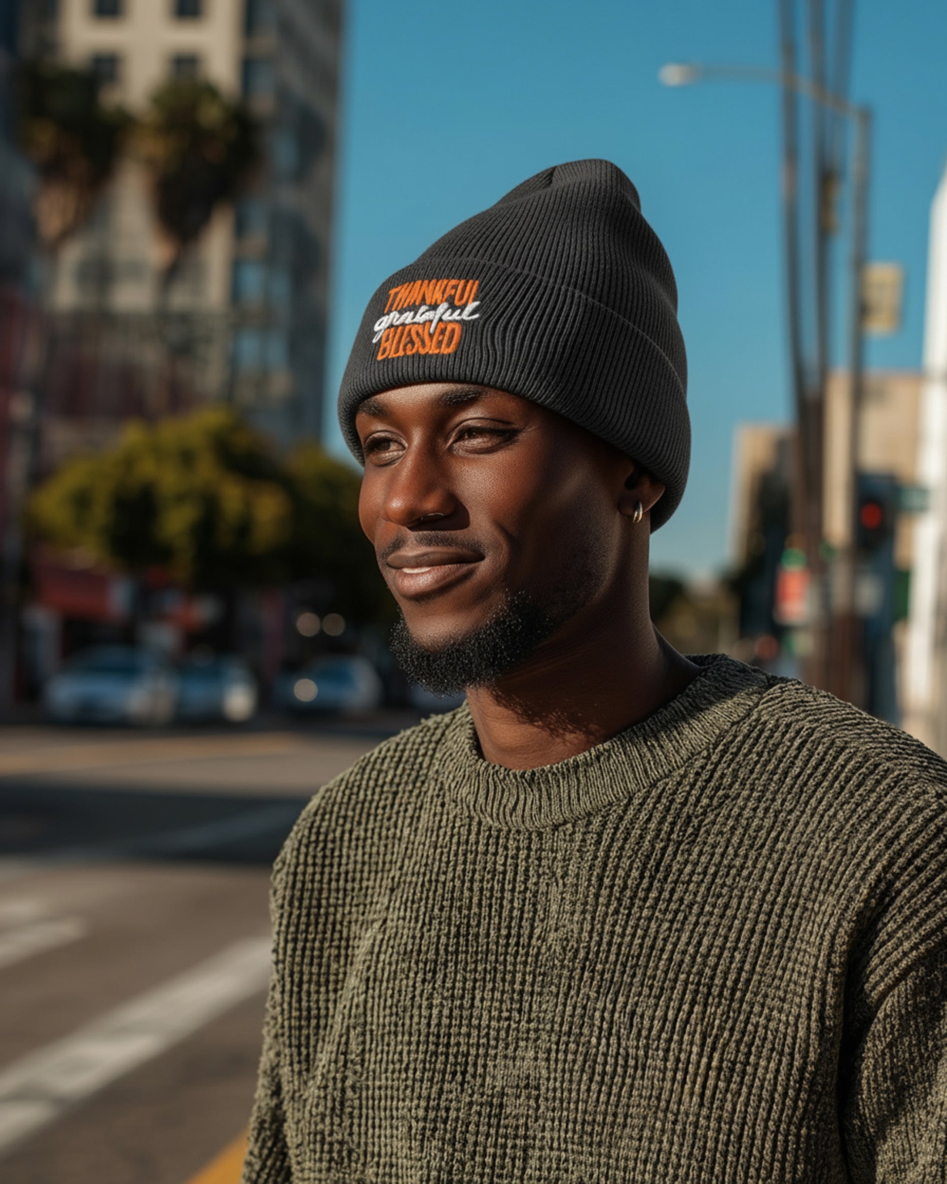 Thankful Grateful Blessed Beanie - Men's