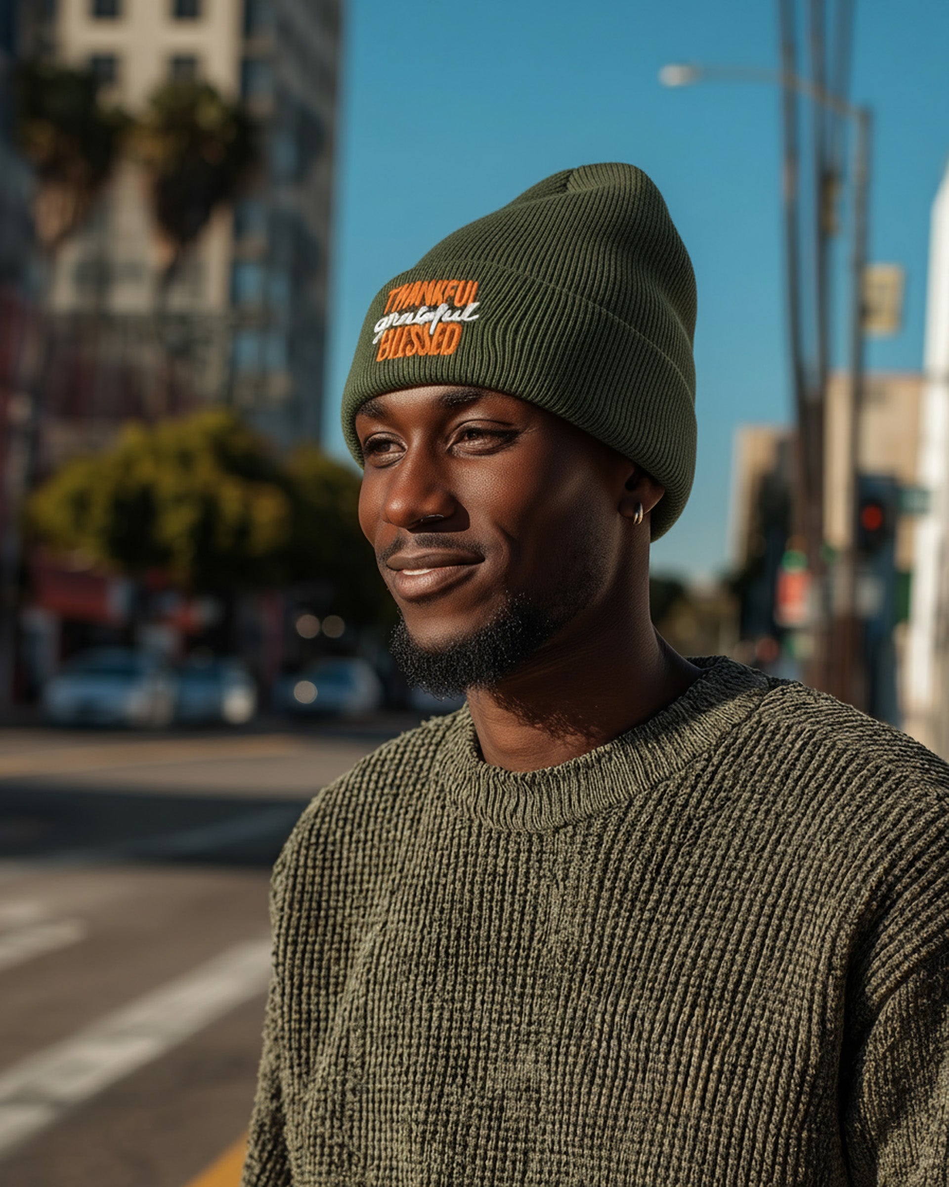 Thankful Grateful Blessed Beanie - Men's