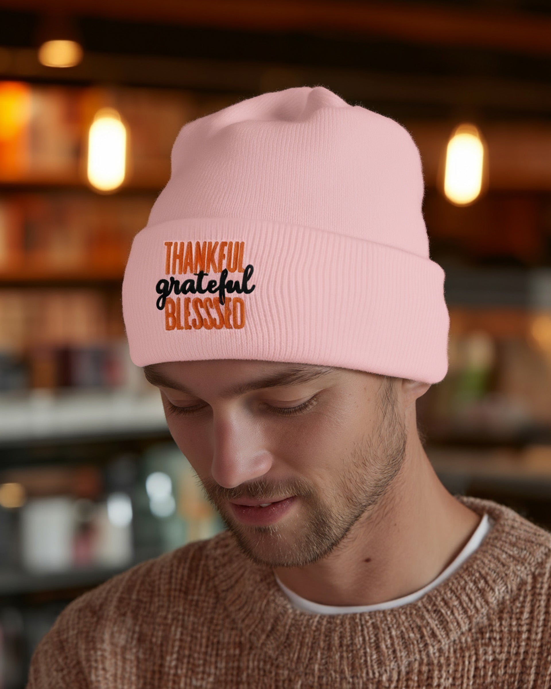 Thankful Grateful Blessed Beanie - Men's
