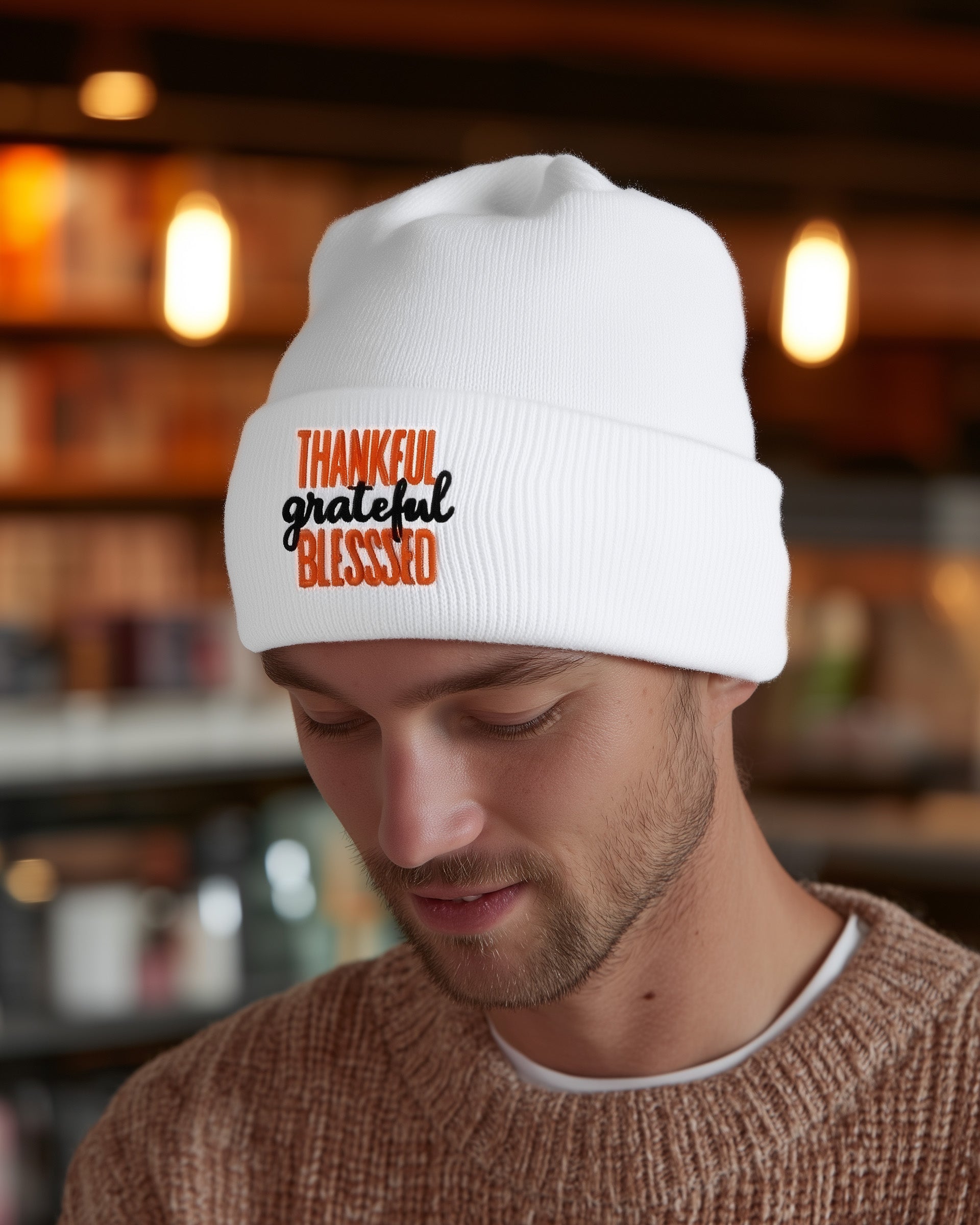 Thankful Grateful Blessed Beanie - Men's