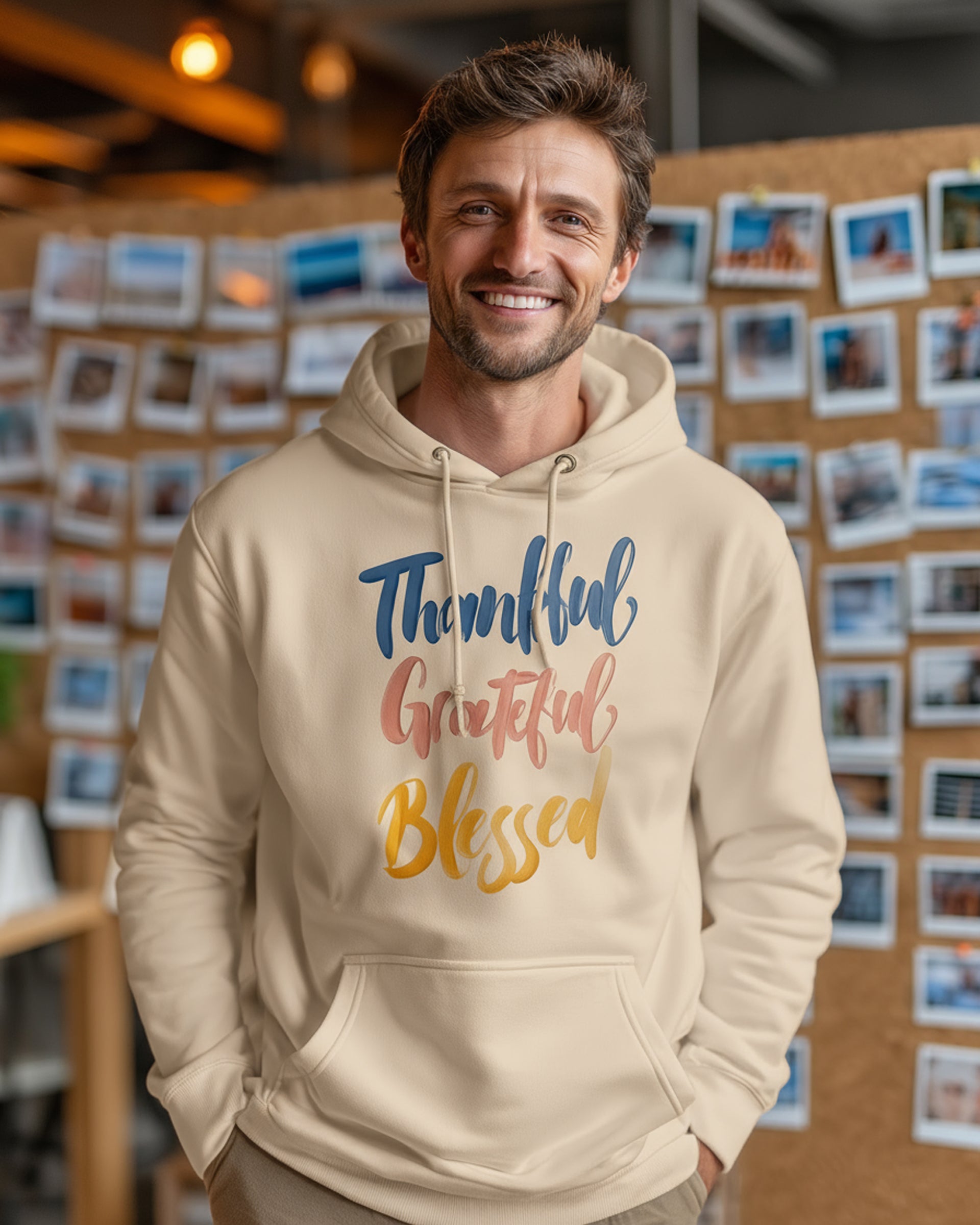 Thankful Grateful Blessed Hoodie - Men's
