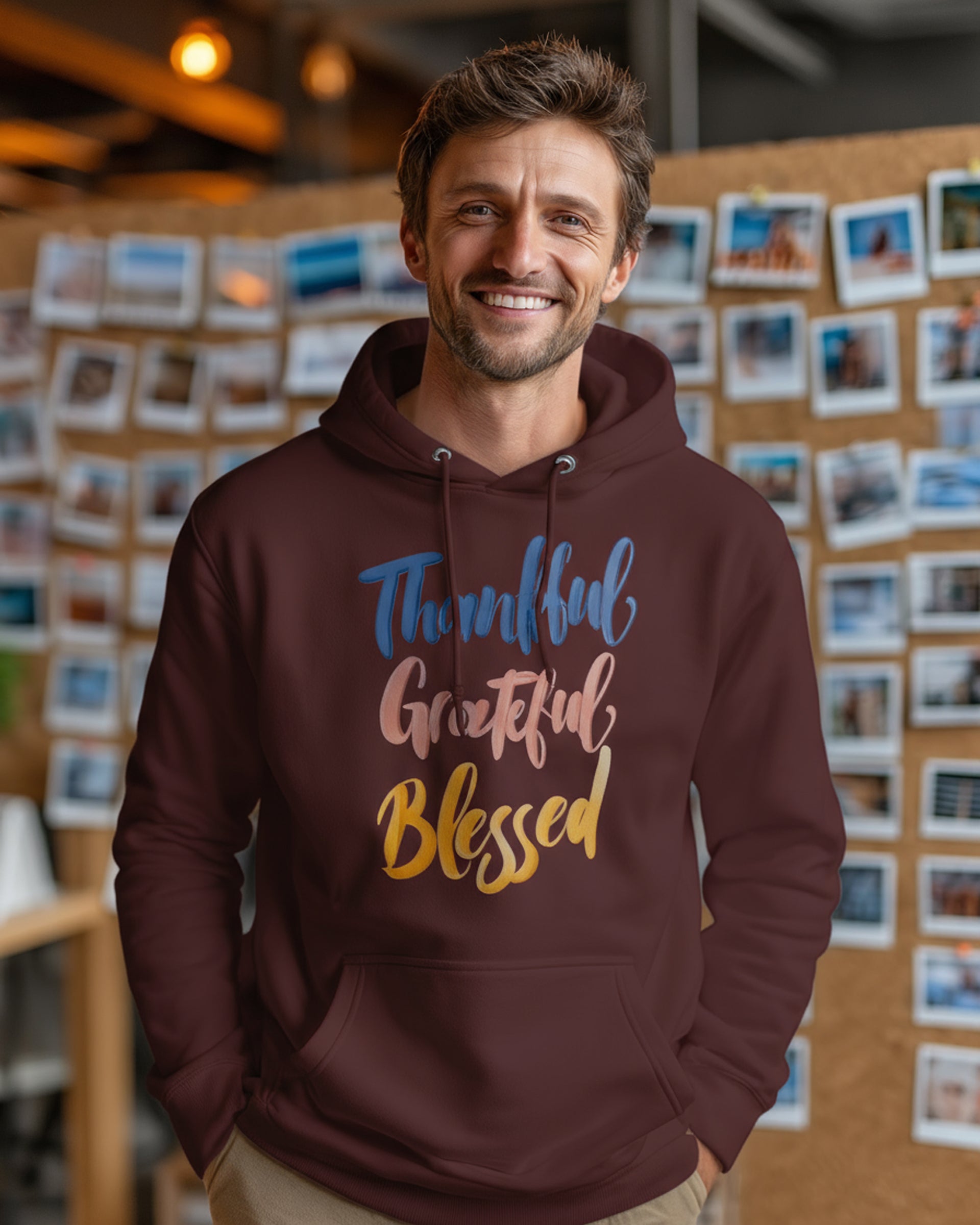 Thankful Grateful Blessed Hoodie - Men's