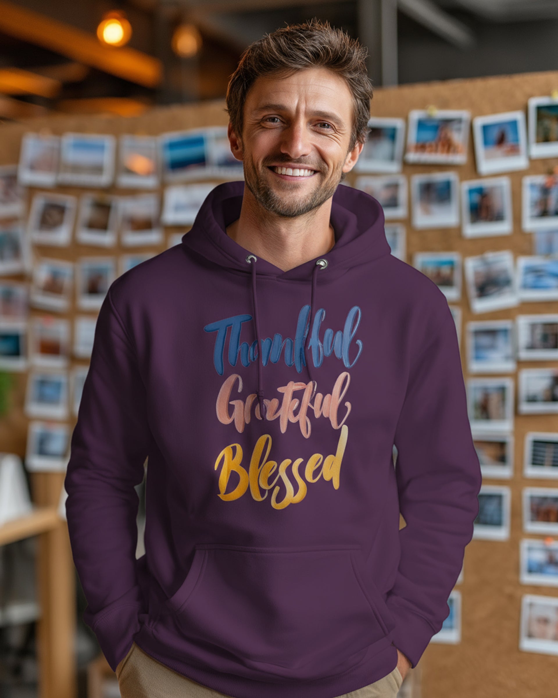 Thankful Grateful Blessed Hoodie - Men's