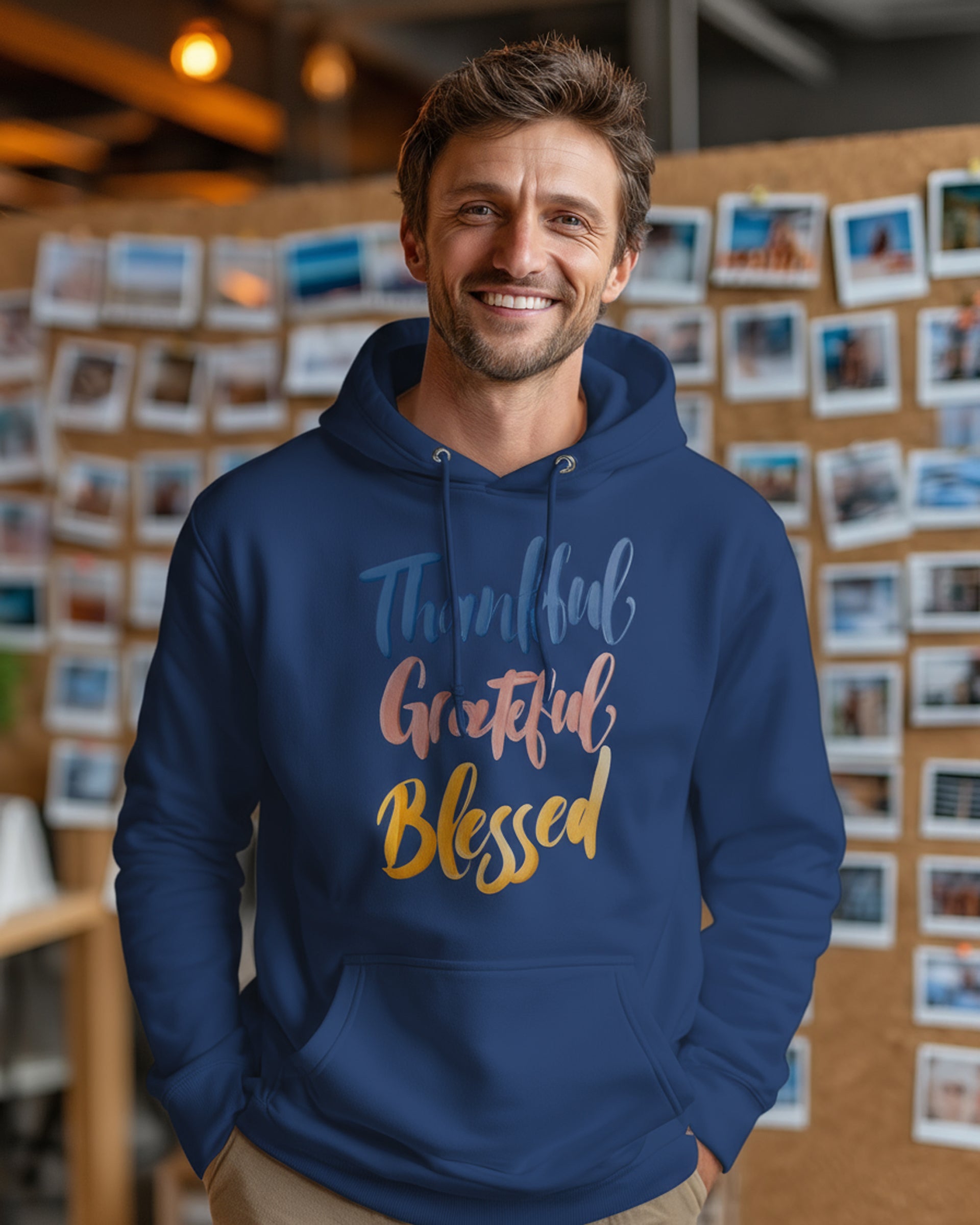 Thankful Grateful Blessed Hoodie - Men's