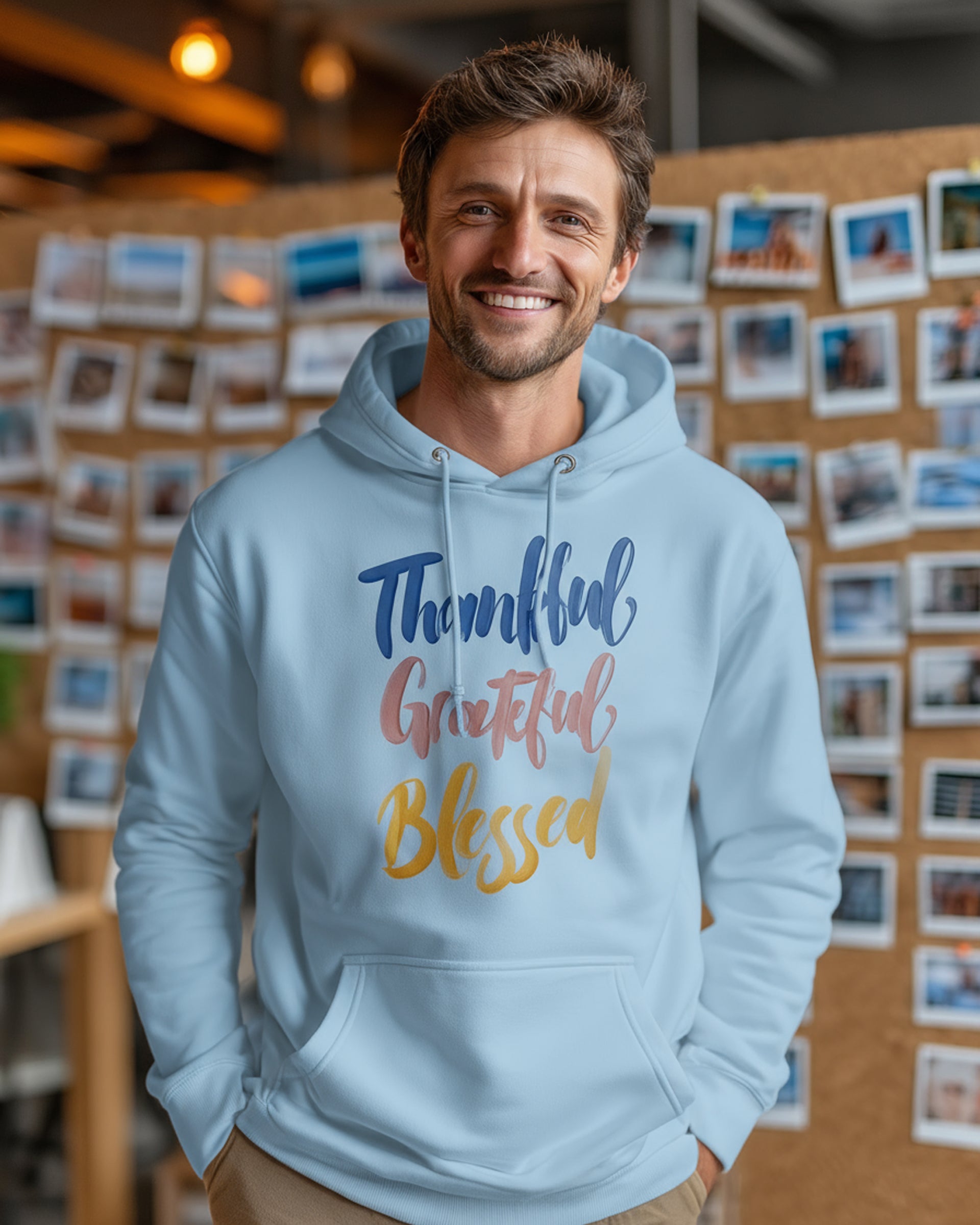 Thankful Grateful Blessed Hoodie - Men's