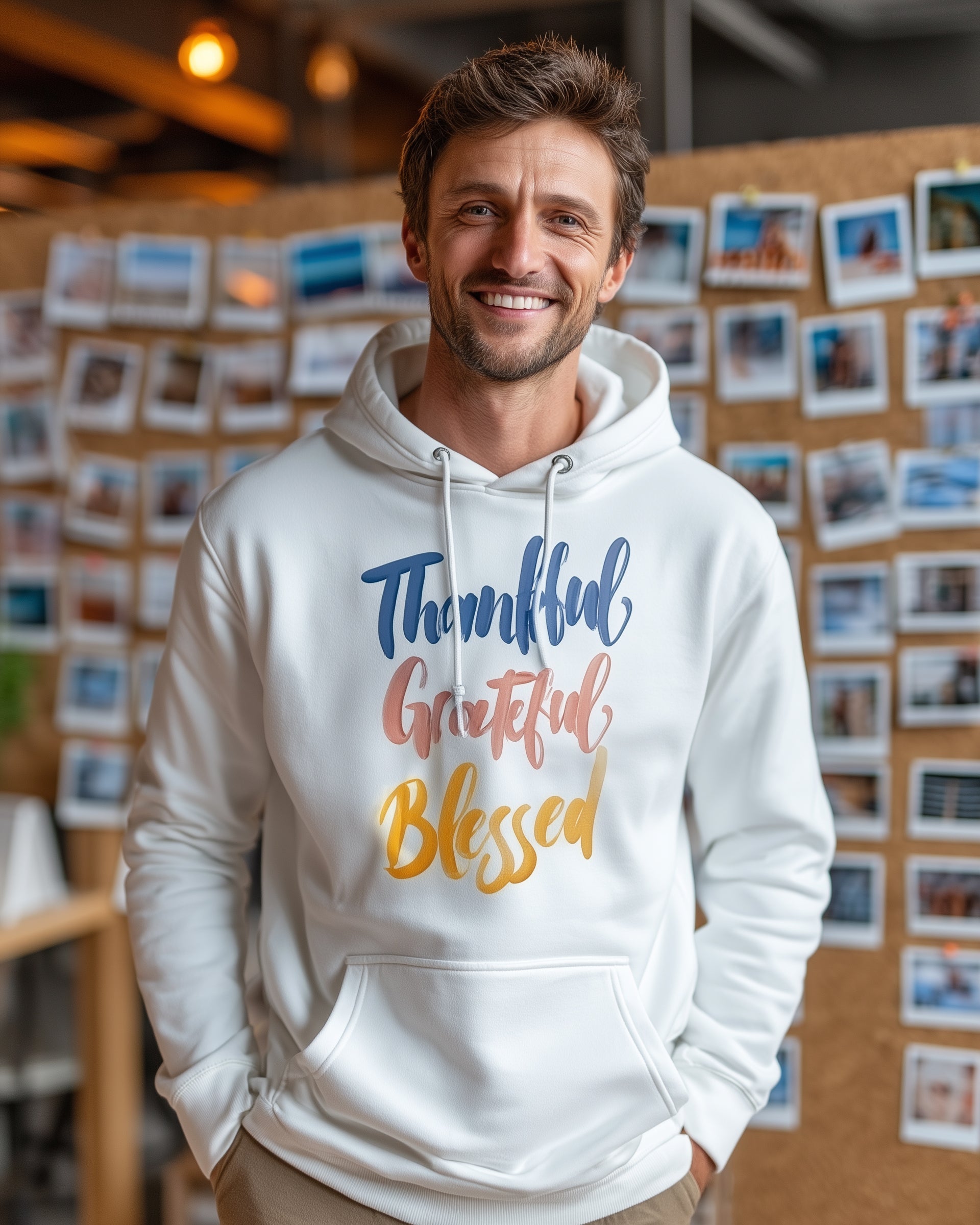Thankful Grateful Blessed Hoodie - Men's