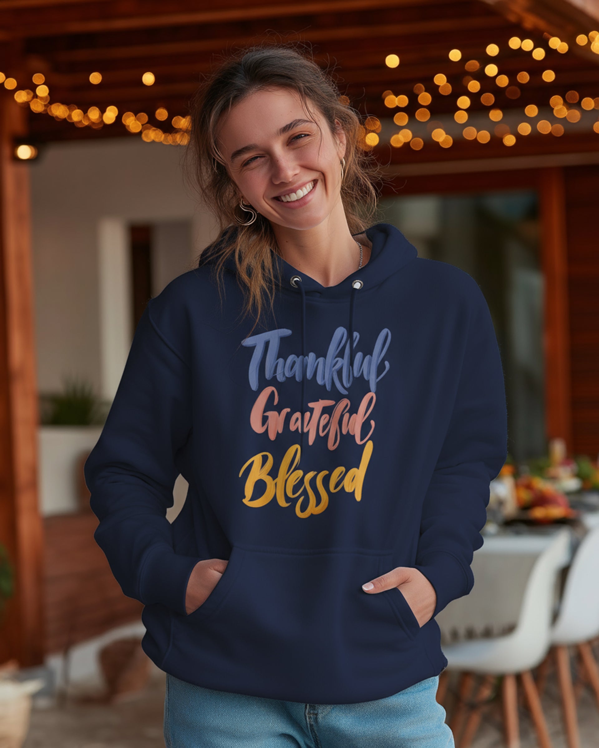 Thankful Grateful Blessed Hoodie - Women's
