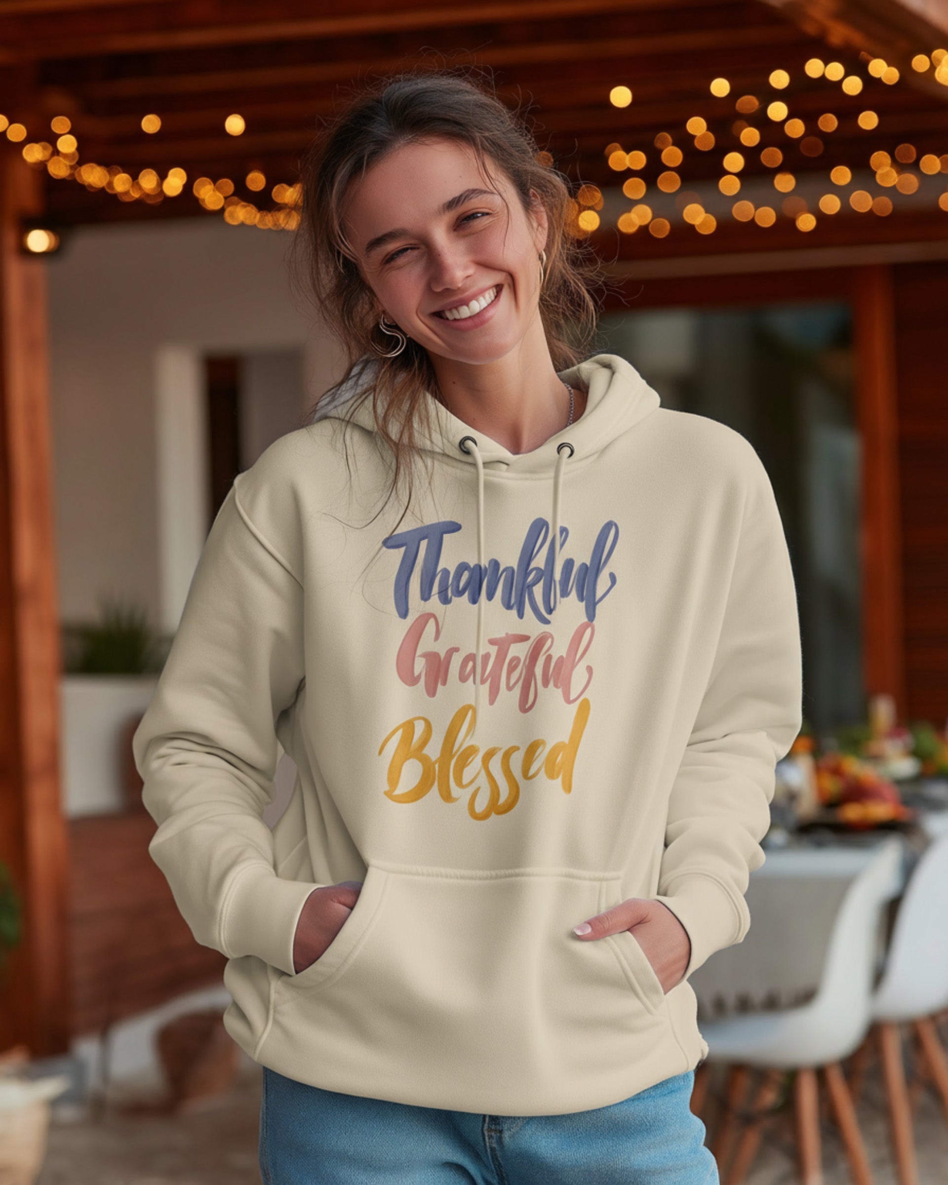 Thankful Grateful Blessed Hoodie - Women's