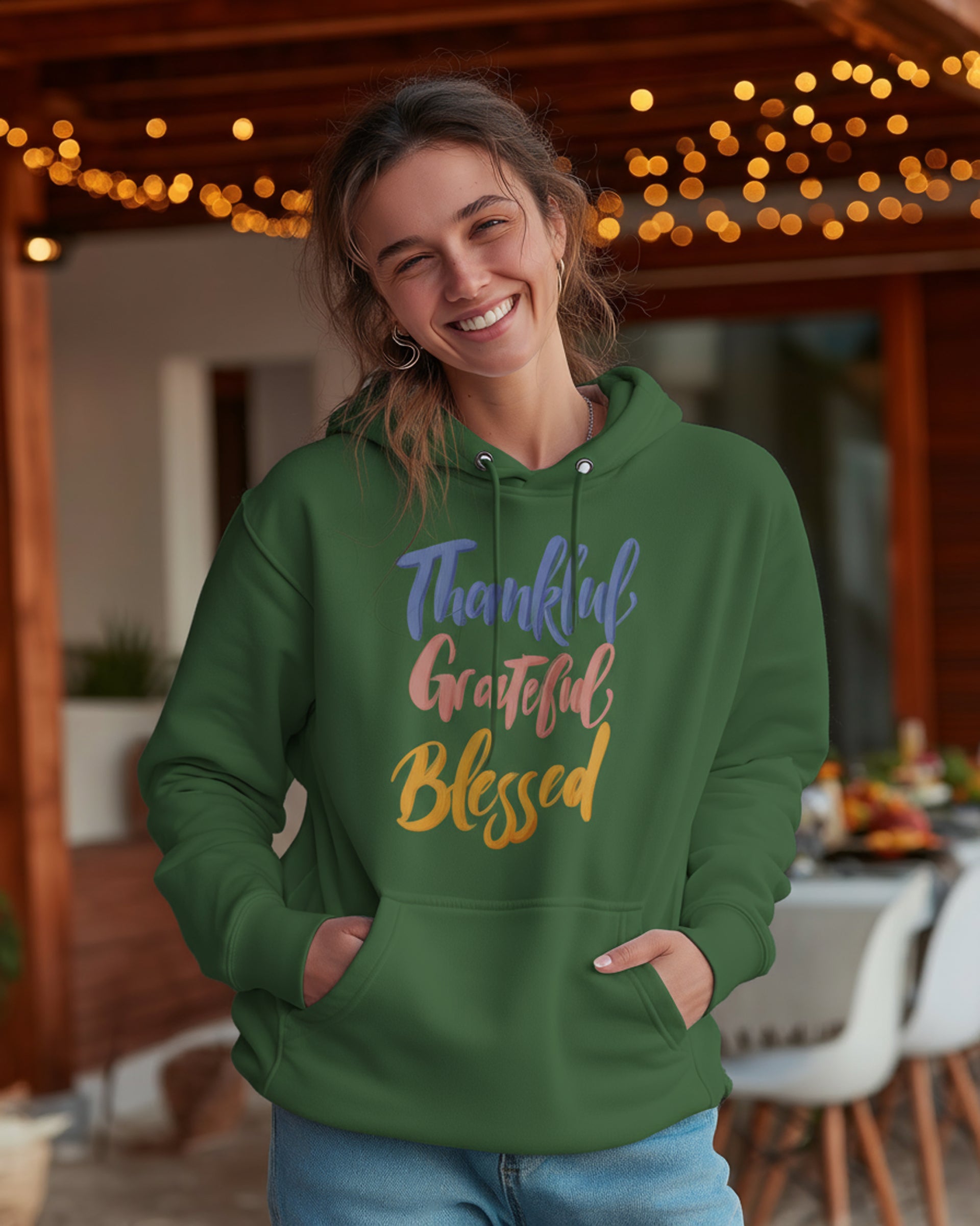 Thankful Grateful Blessed Hoodie - Women's