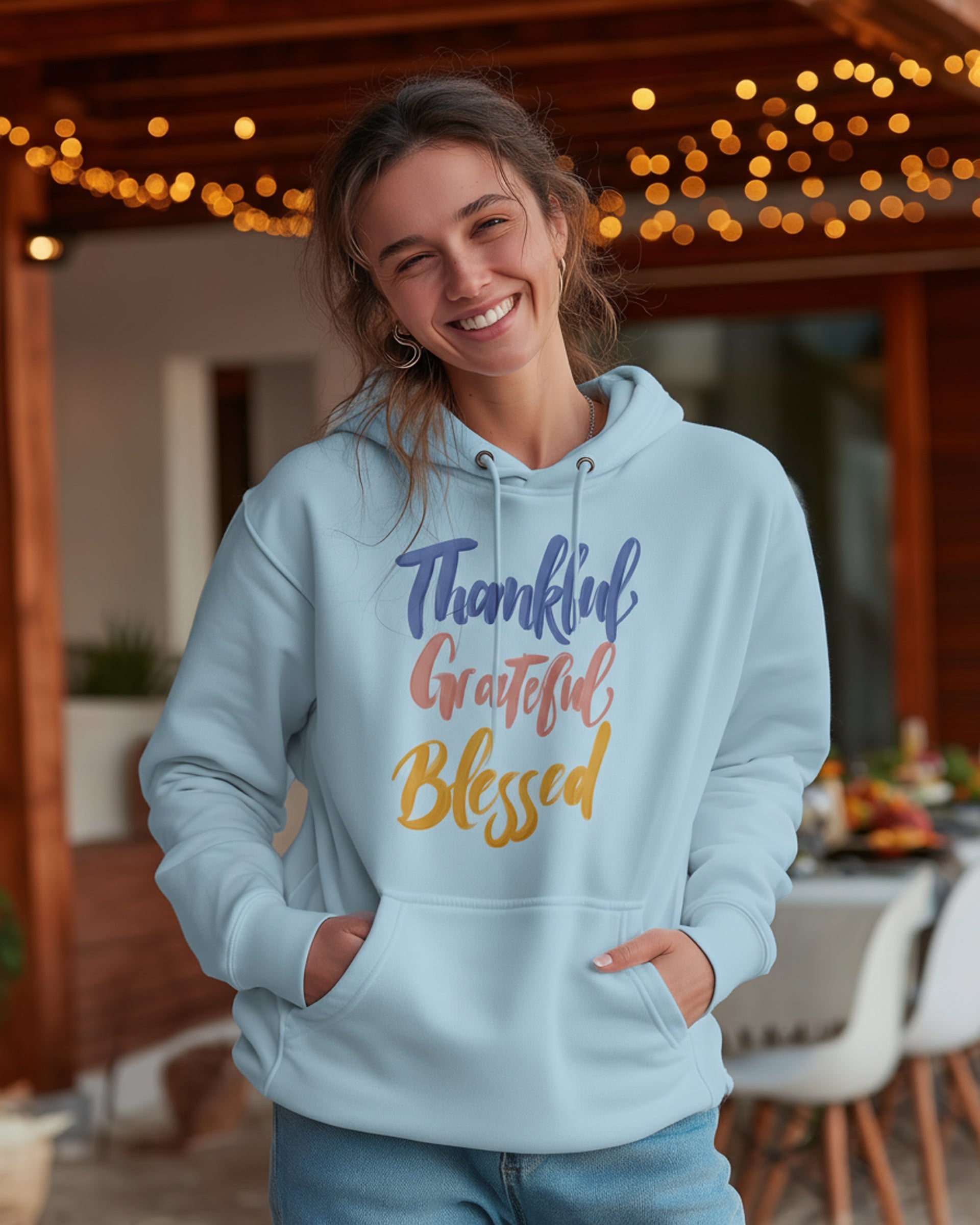 Thankful Grateful Blessed Hoodie - Women's