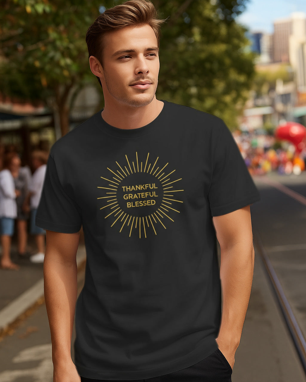 Thankful Grateful Blessed Boxy Tee (Sun) - Men’s