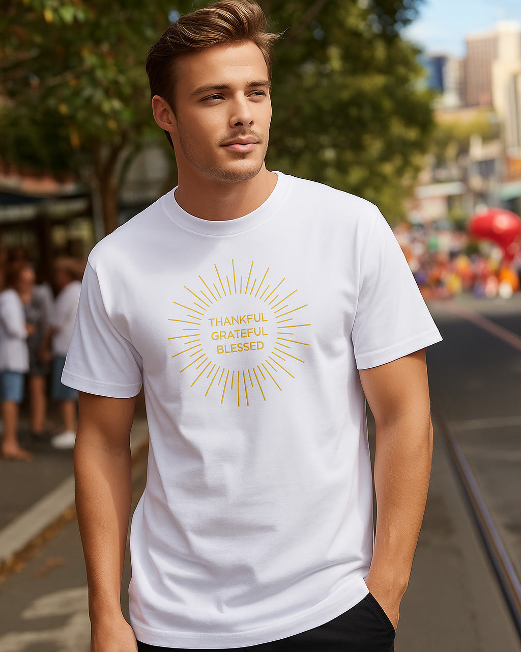 Thankful Grateful Blessed Boxy Tee (Sun) - Men’s