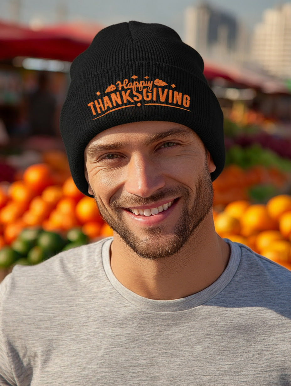 Happy Thanksgiving Beanie - Men's