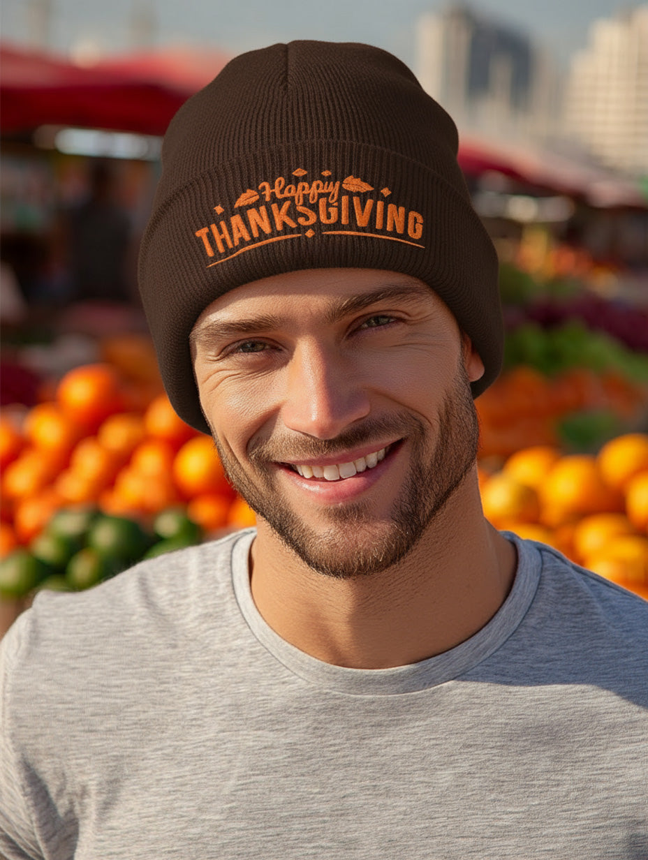 Happy Thanksgiving Beanie - Men's