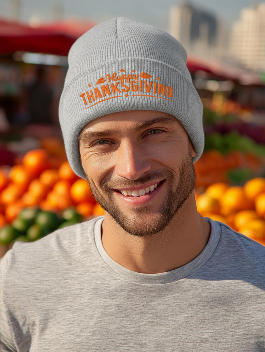 Happy Thanksgiving Beanie - Men's