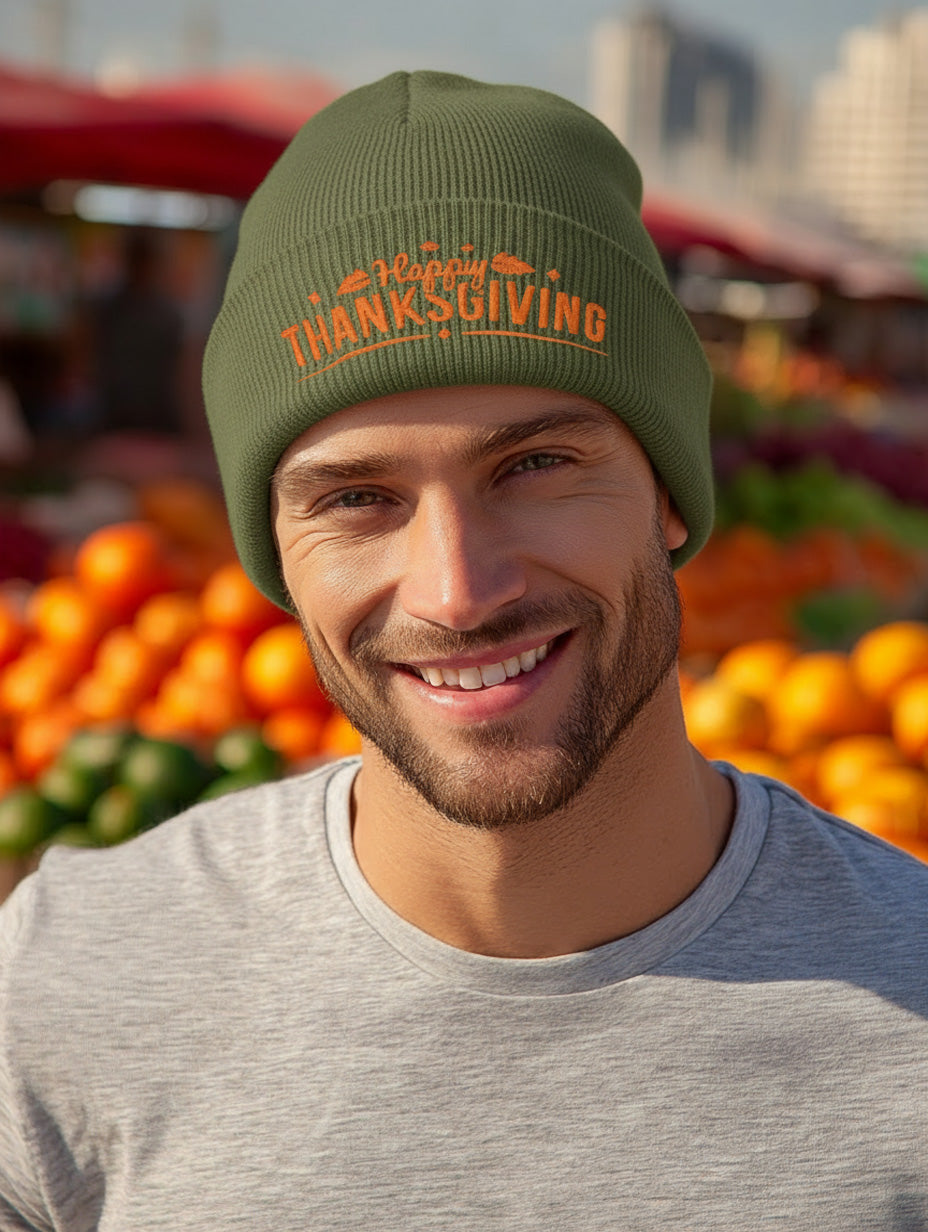 Happy Thanksgiving Beanie - Men's