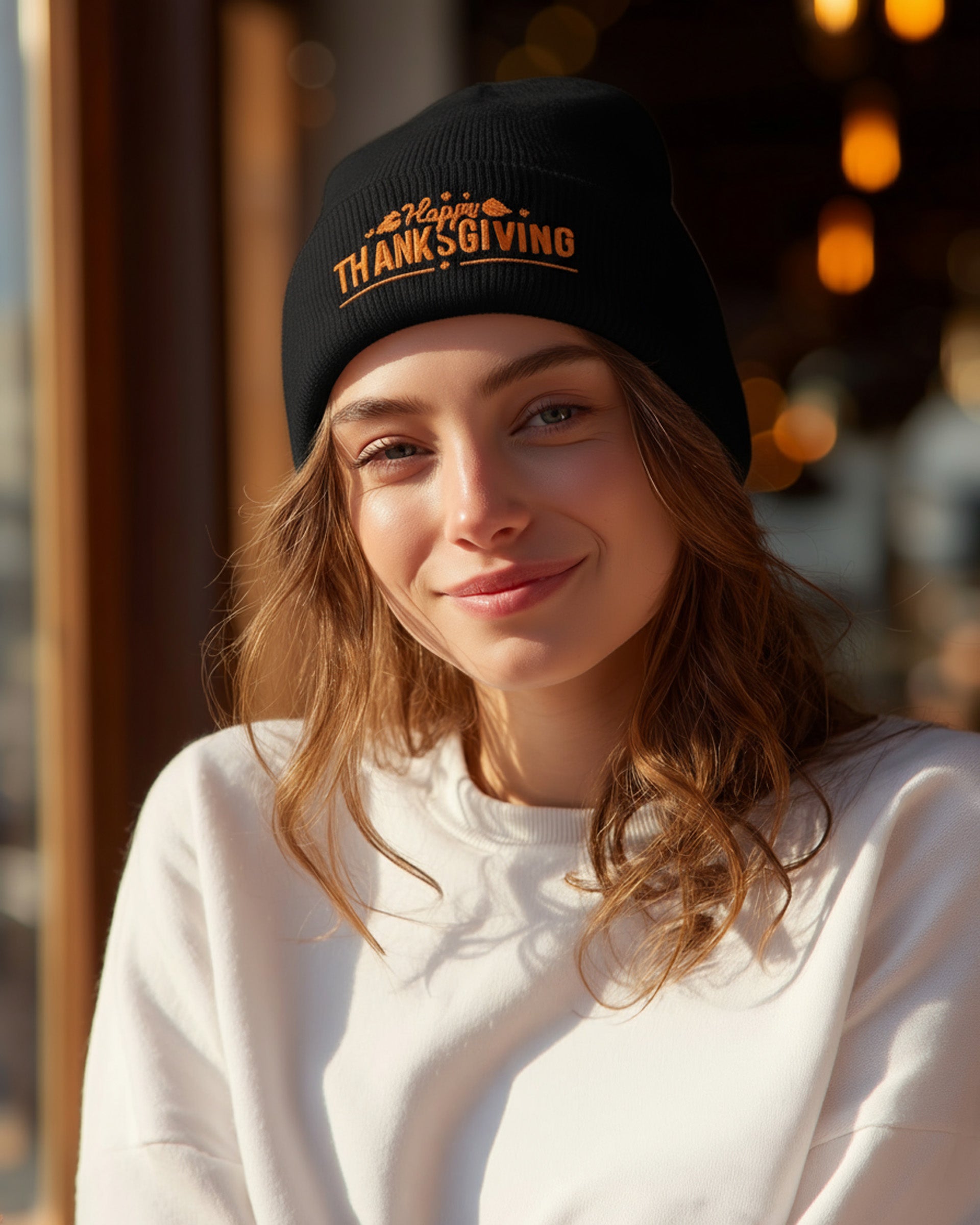 Happy Thanksgiving Beanie - Women's
