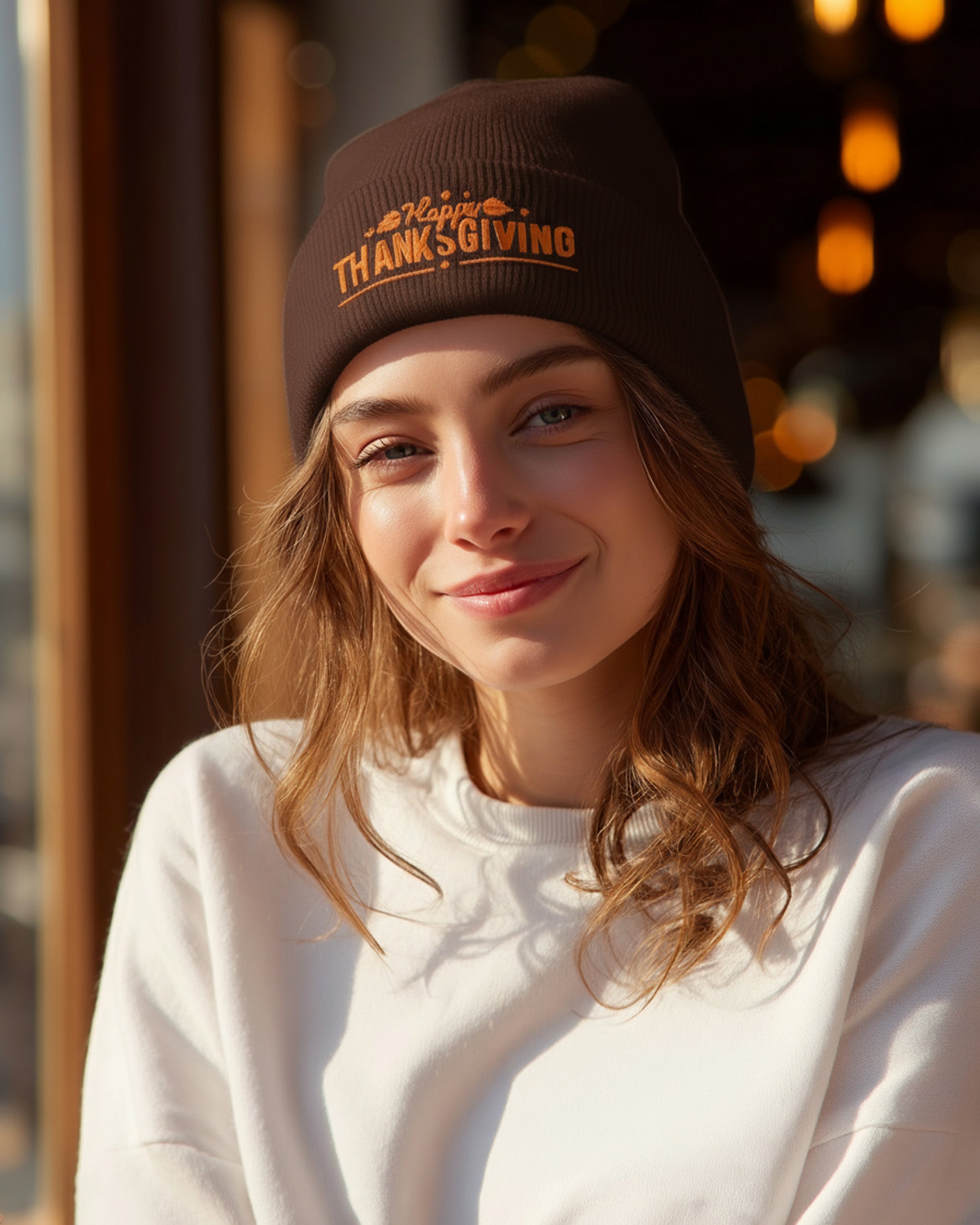 Happy Thanksgiving Beanie - Women's