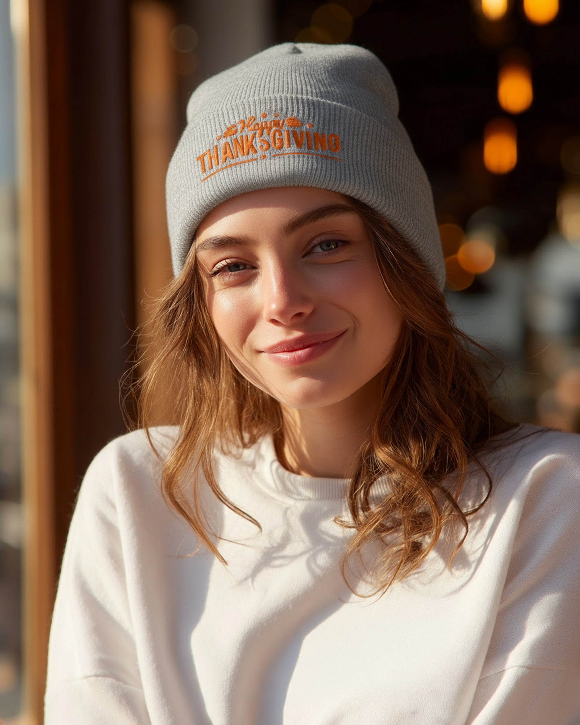 Happy Thanksgiving Beanie - Women's