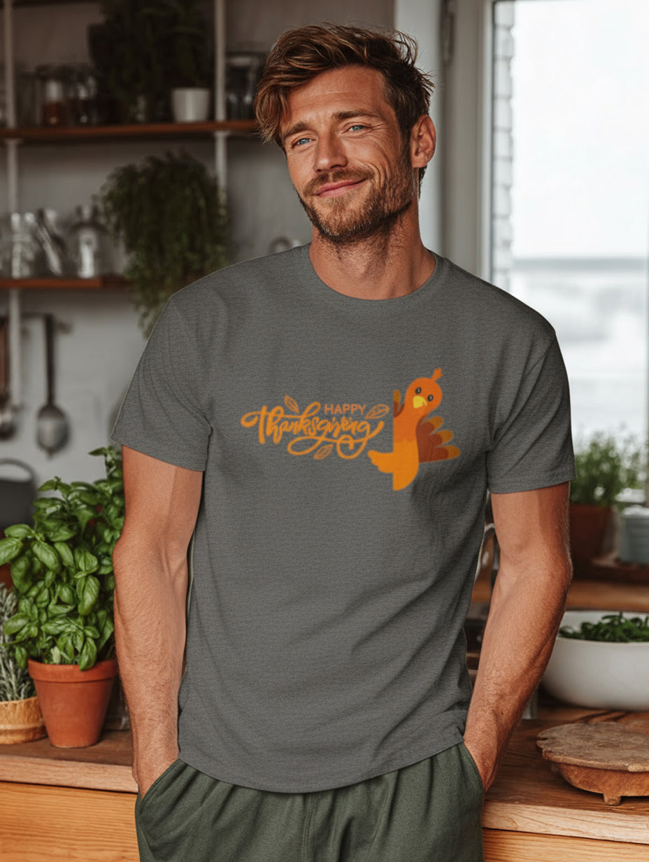 Men's Heavyweight Turkey T-Shirt - Happy Thanksgiving